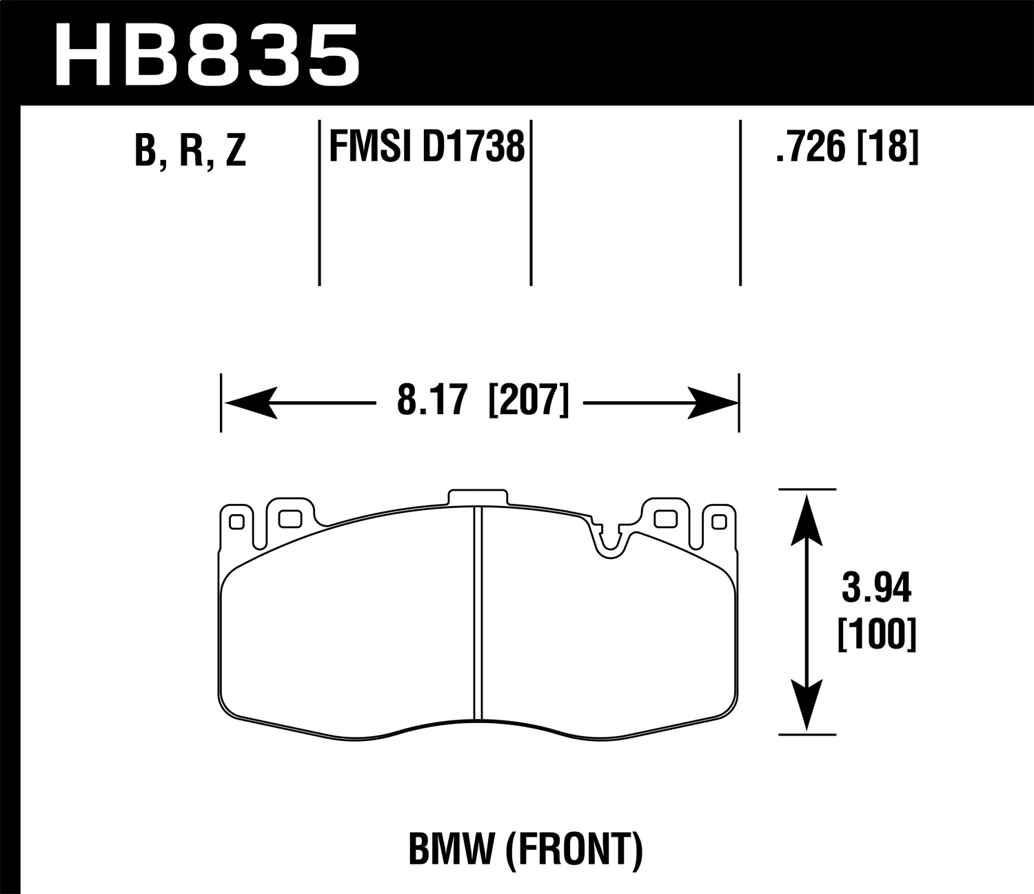 Hawk Performance HB835Z.726 Performance Ceramic Disc Brake Pad
