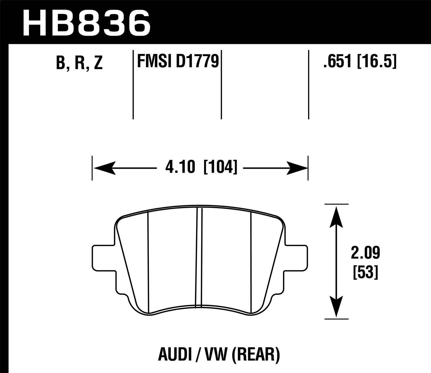 Hawk Performance HB836Z.651 Performance Ceramic Disc Brake Pad