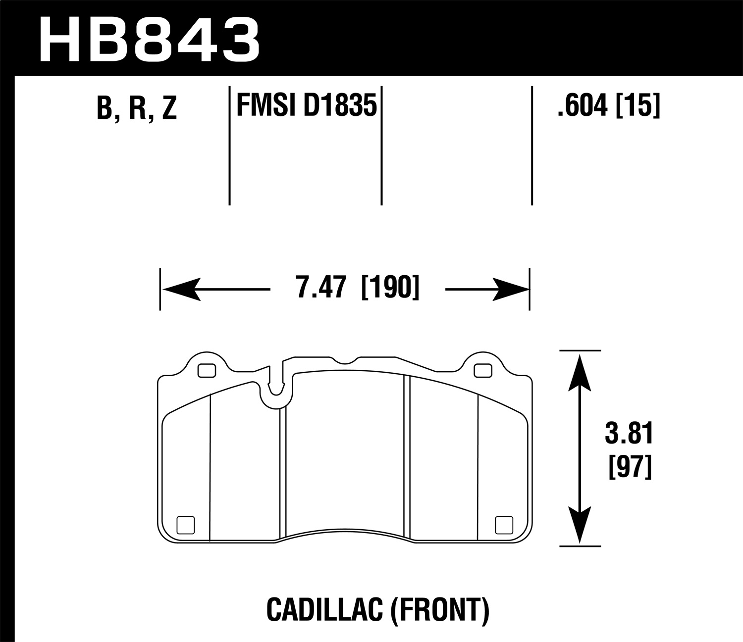 Hawk Performance HB843B.604 HPS 5.0 Disc Brake Pad Fits 16 CTS