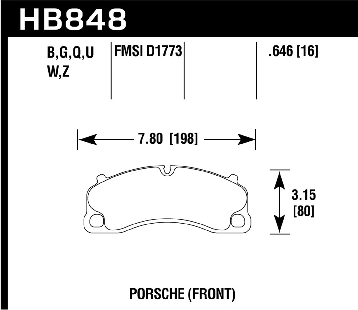 Hawk Performance HB848B.646 HPS 5.0 Disc Brake Pad Fits 14-19 911 Cayman