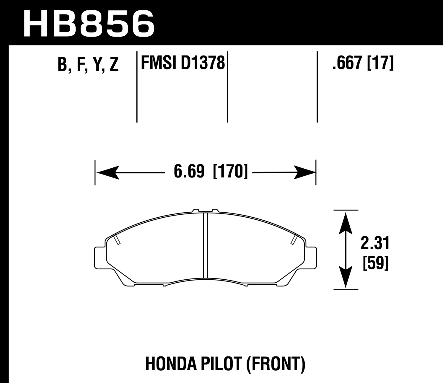 Hawk Performance HB856Y.667 LTS Disc Brake Pad Fits 09-15 Pilot