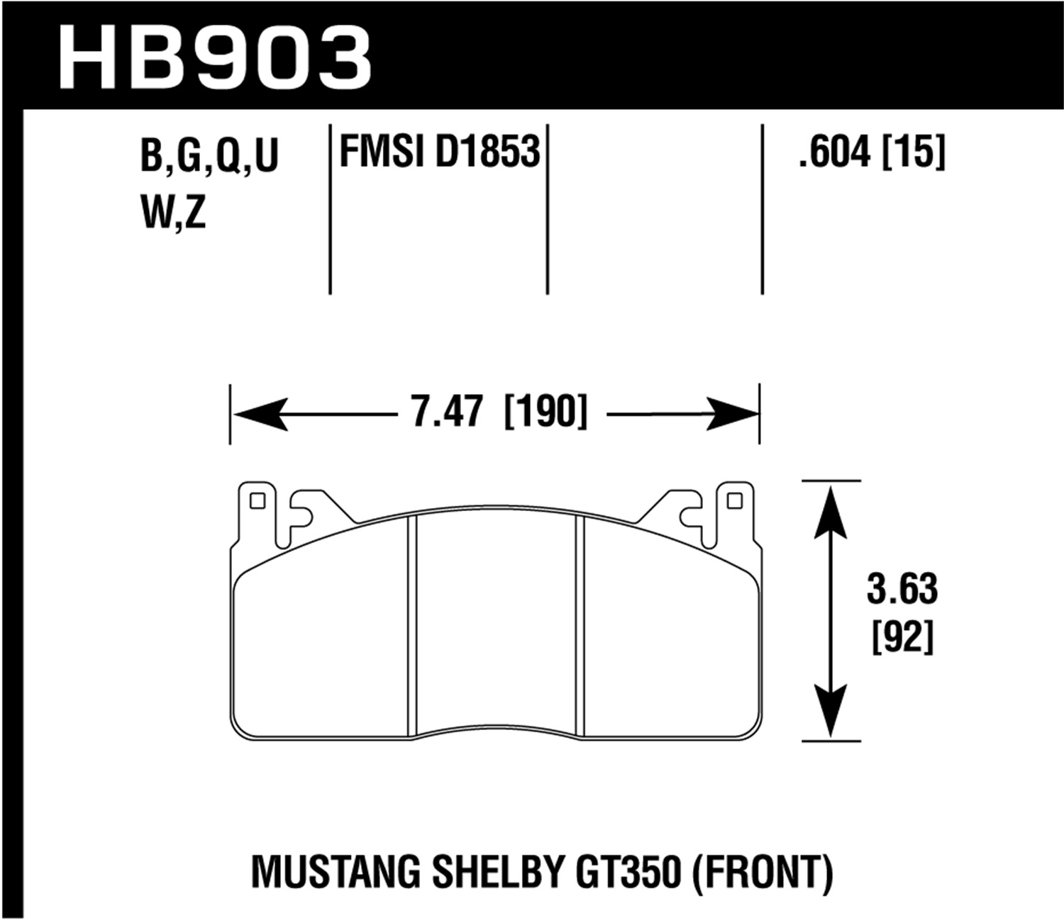 Hawk Performance HB903G.604 DTC-60 Disc Brake Pad Fits 15-19 Mustang