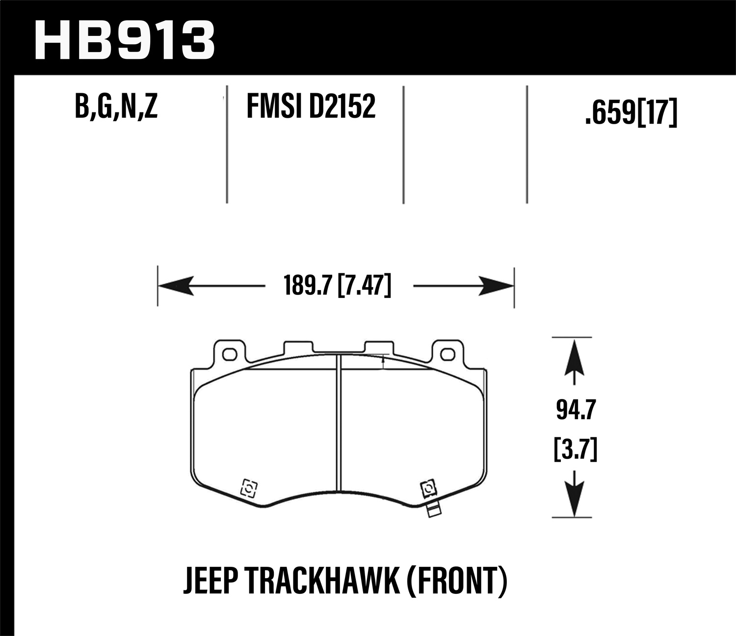 Hawk Performance HB913Z.659 Performance Ceramic Disc Brake Pad