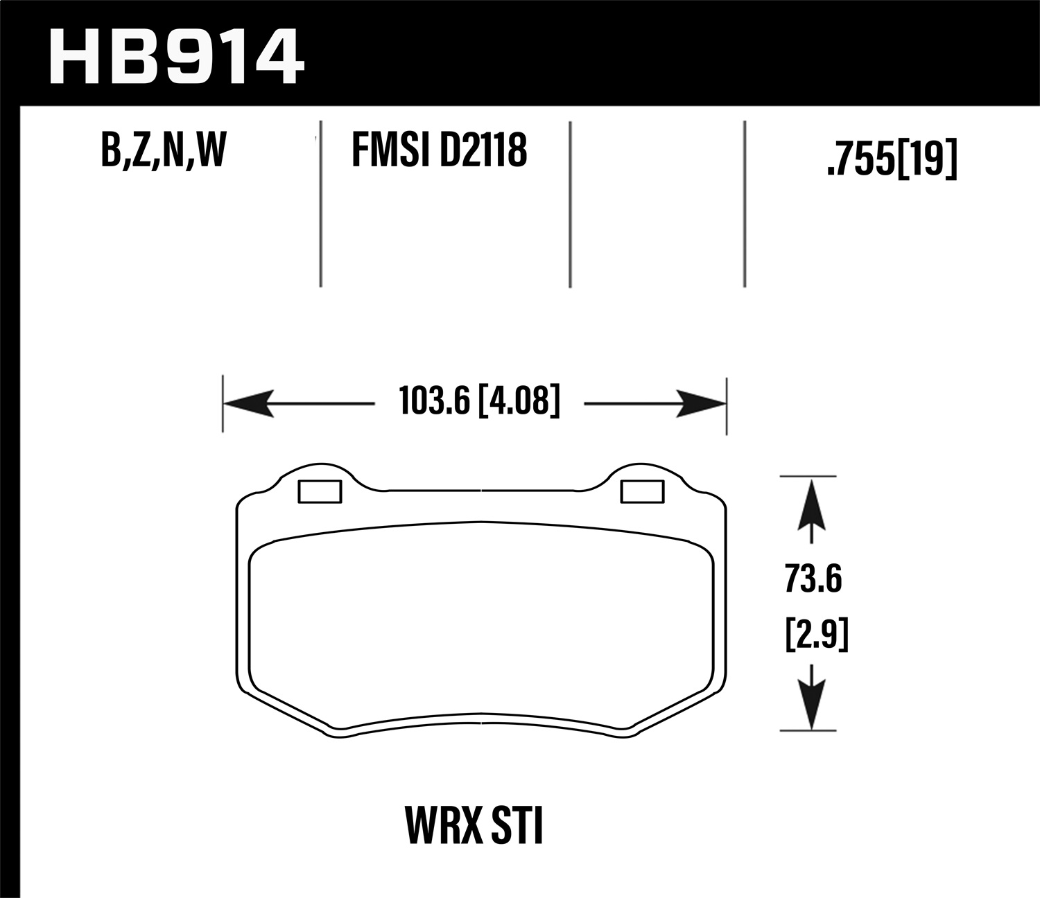 Hawk Performance HB914B.580 HPS 5.0 Disc Brake Pad Fits 18-20 WRX STI