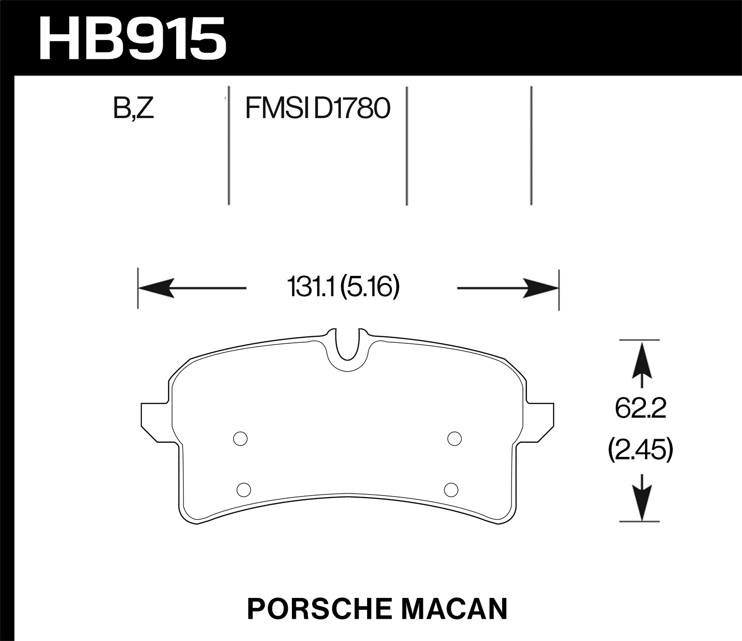 Hawk Performance HB915Z.664 Performance Ceramic Disc Brake Pad Fits 15-18 Macan