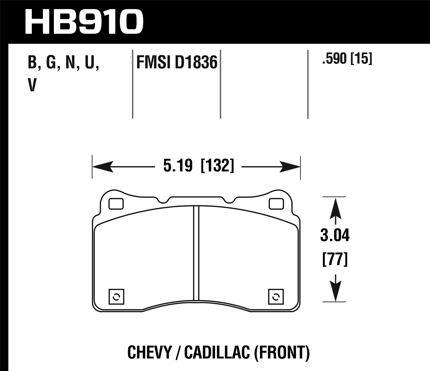 Hawk Performance HB910G.590 DTC-60 Disc Brake Pad Fits ATS Corvette CT6 CTS XTS