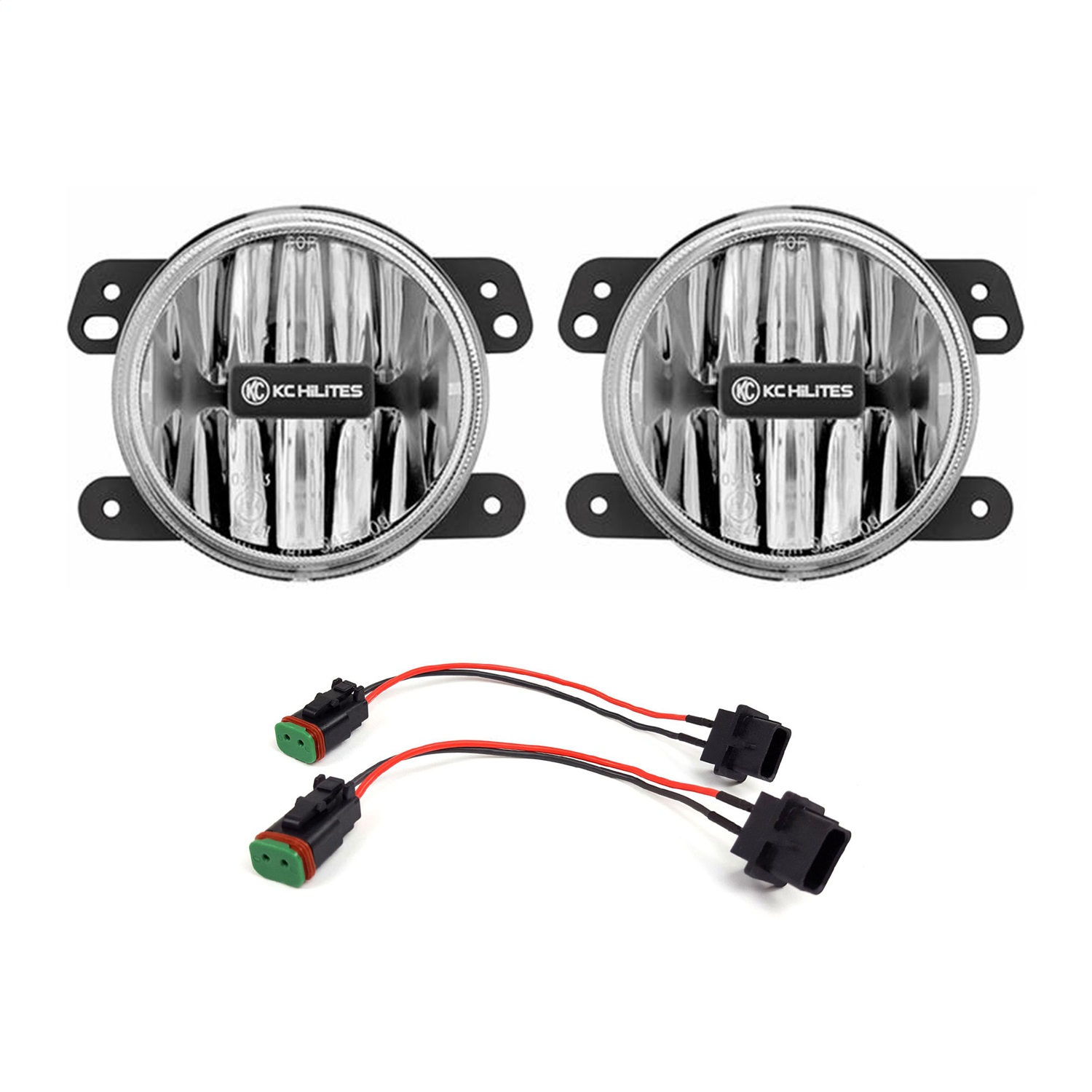 KC Hilites LED G4  Clear Fog Lights - JT/JL Sahara & Rubicon Stock Bumper