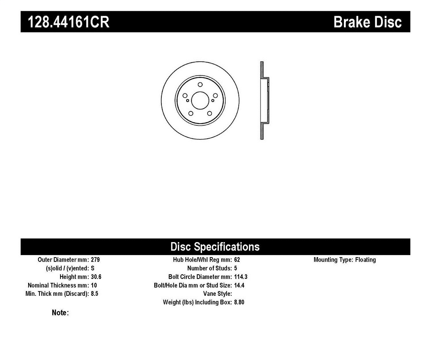 StopTech Brake Rotor 128.44161CR StopTech Brake Rotor 128.44161CR