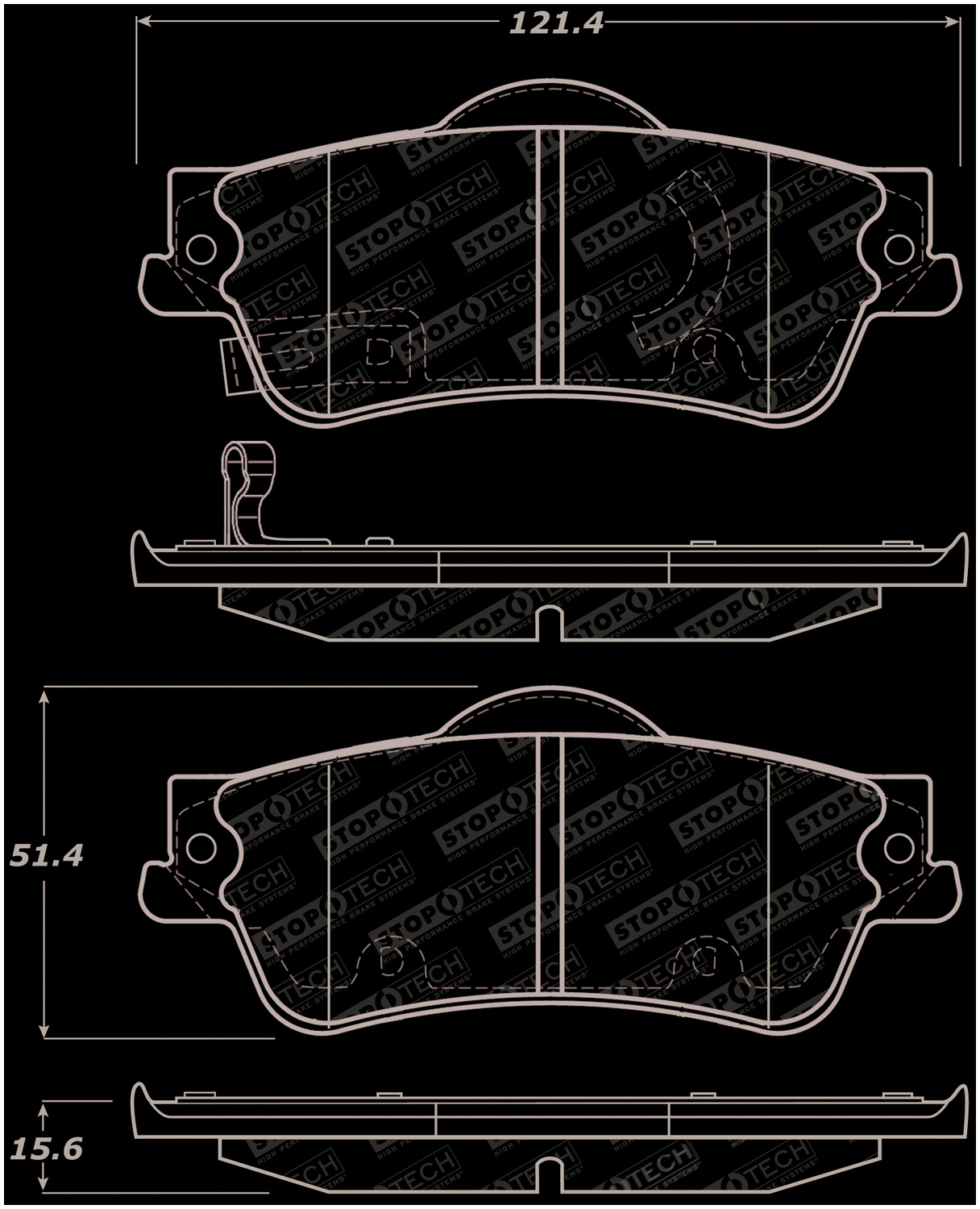 309.14630 FRONT SET Stoptech Street Performance Disc Brake Pads High Friction