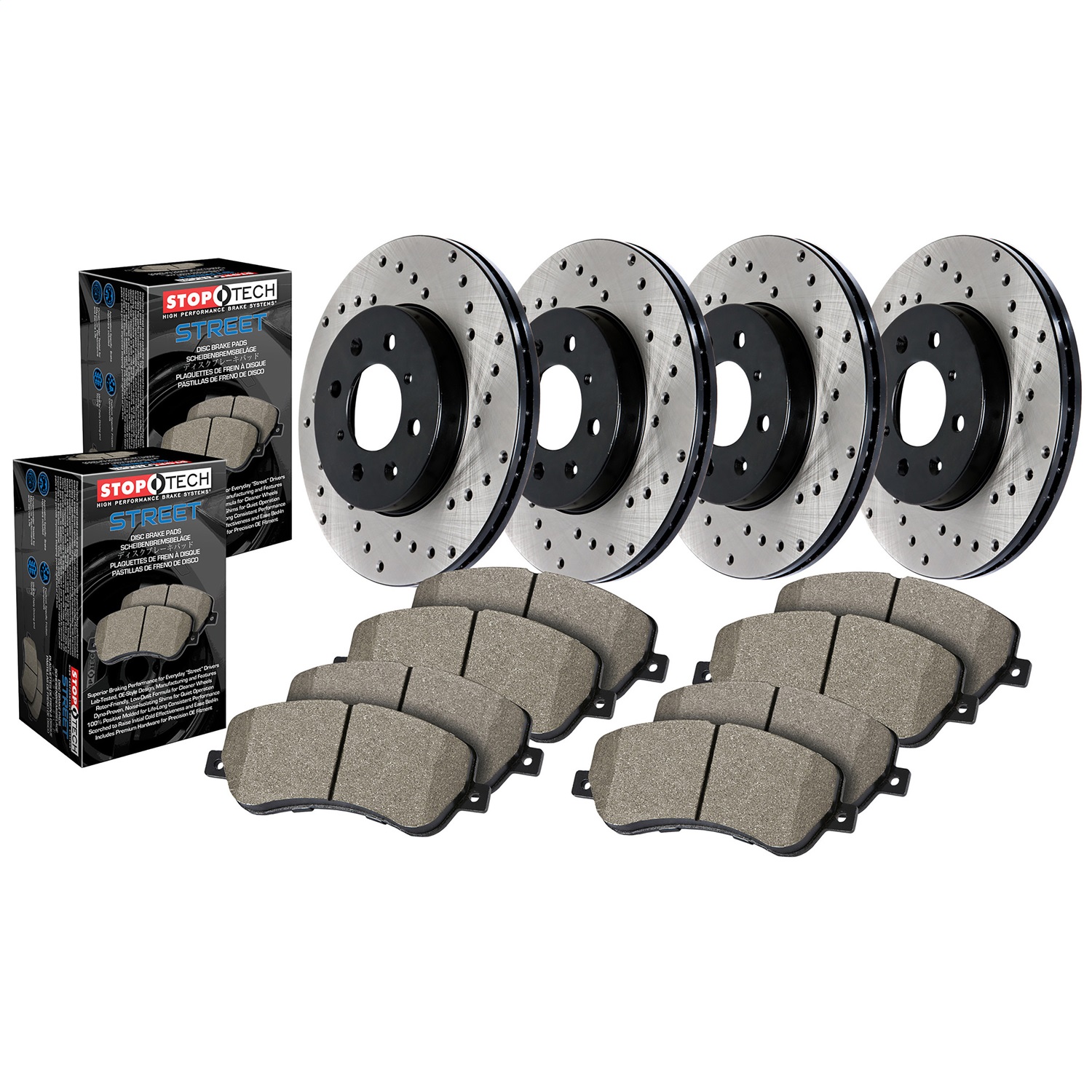StopTech 936.40035 Street - 4 Wheel Disc Brake Kit w/Cross-Drilled Rotor