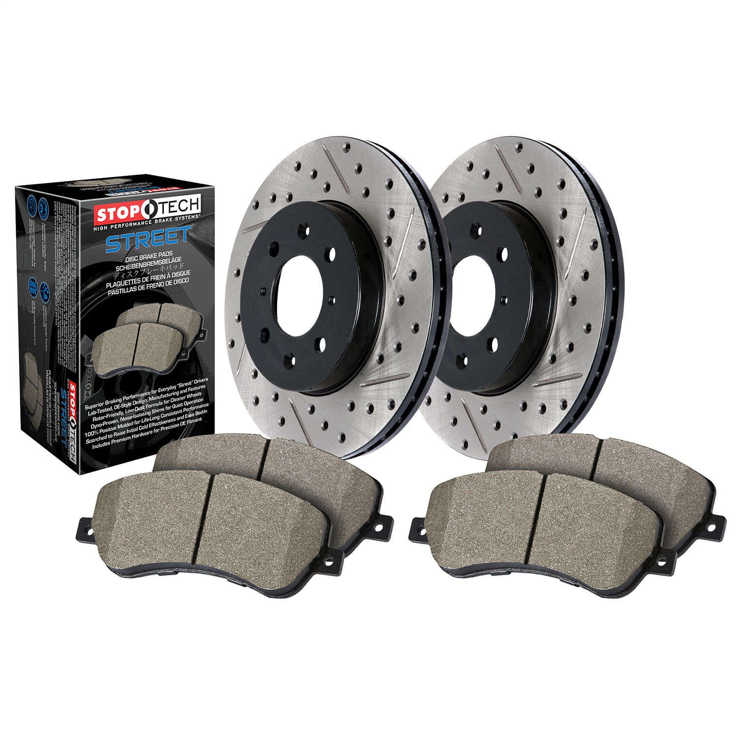 Stoptech Street Axle Pack Brake Kit, Drilled & Slotted, Rear - 938.51511