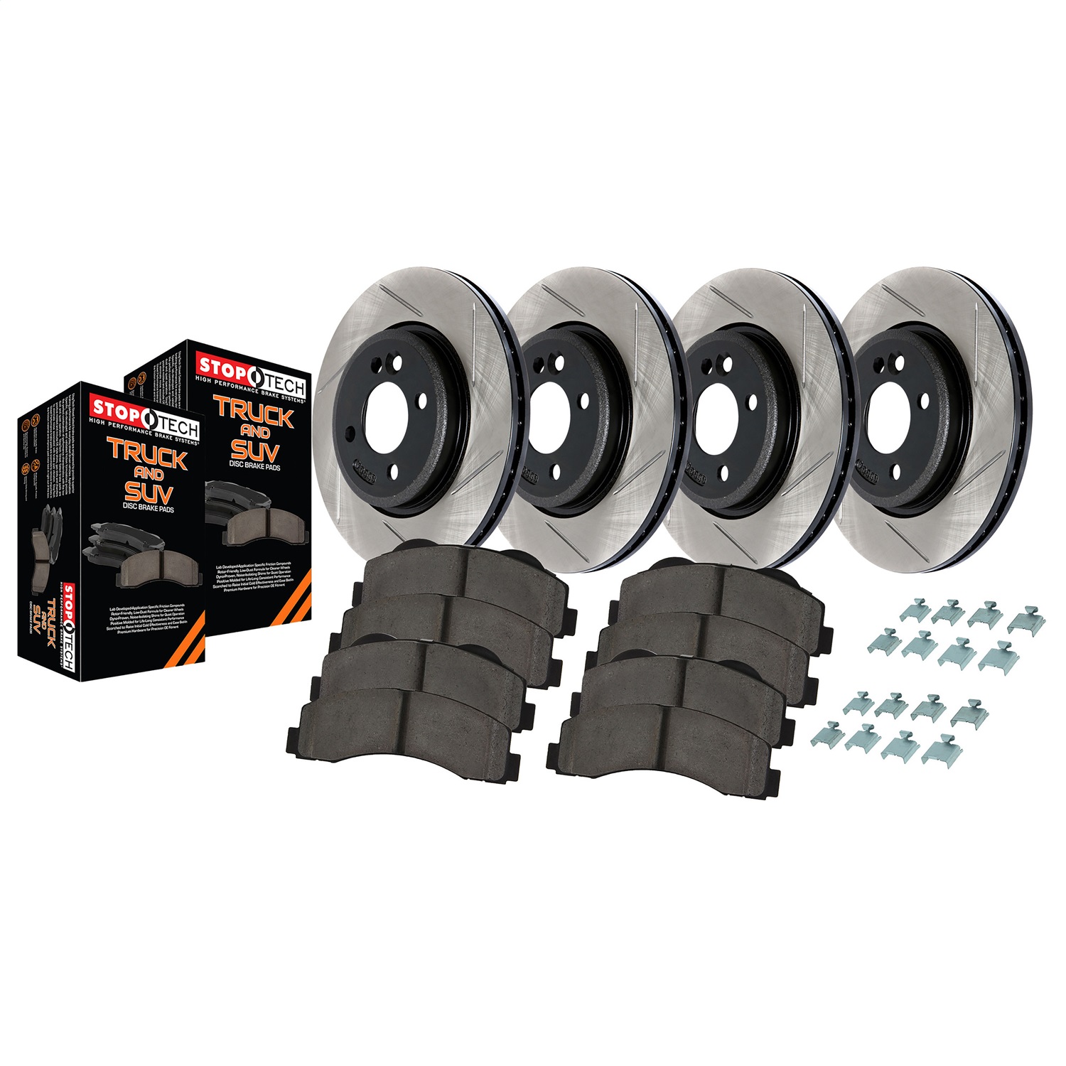StopTech 967.44017 Truck Performance - 4 Wheel Disc Brake Kit w/Slotted Rotor