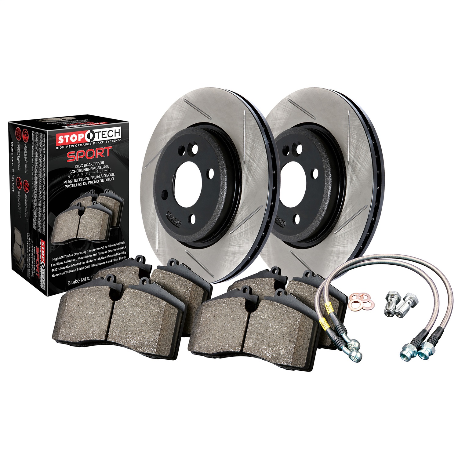 Stoptech Sport Axle Pack Brake Kit Slotted Rotor; Front - 977.34004F
