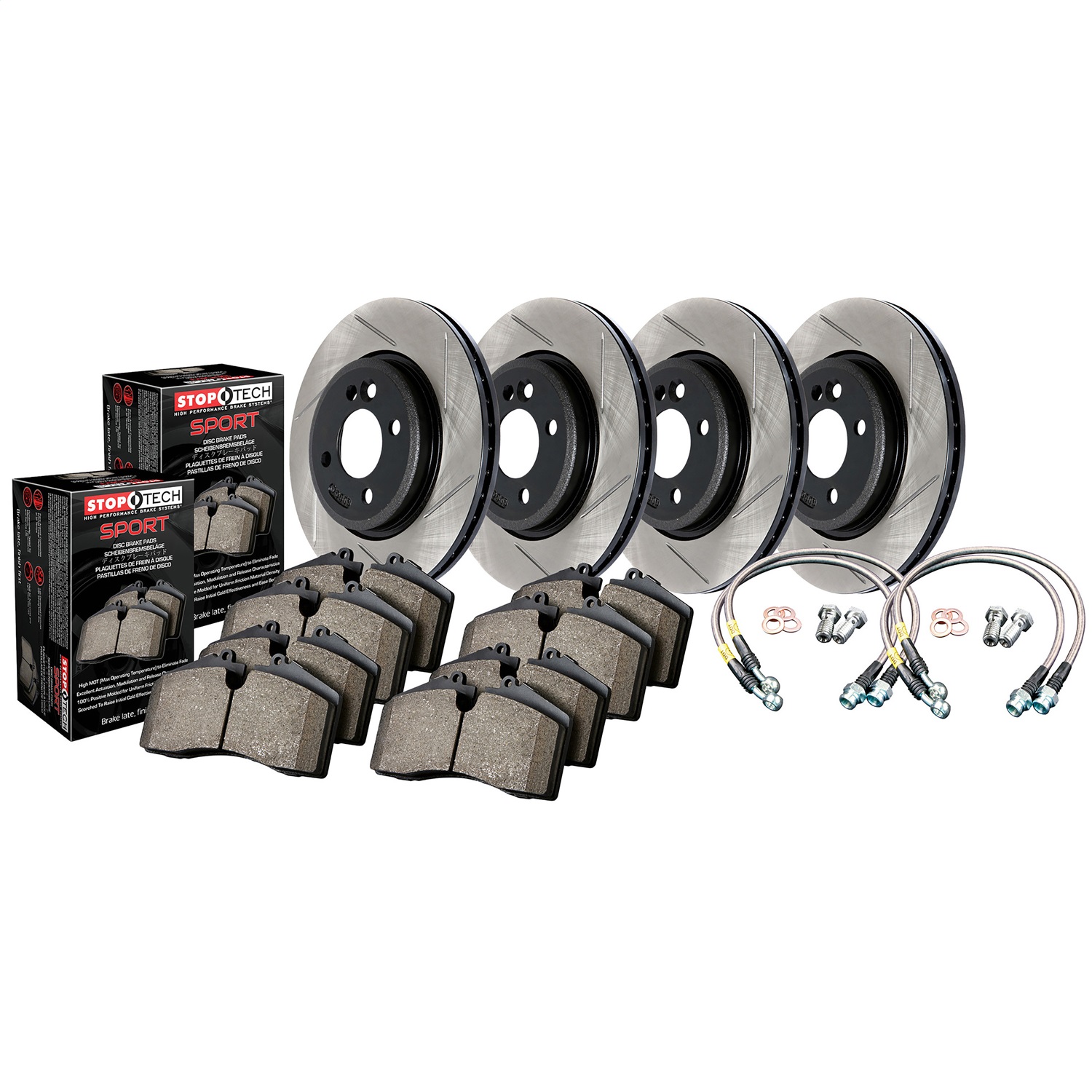 StopTech 977.47002 Sport Disc Brake Kit w/Slotted Rotors Fits 02-06 9-2X Impreza