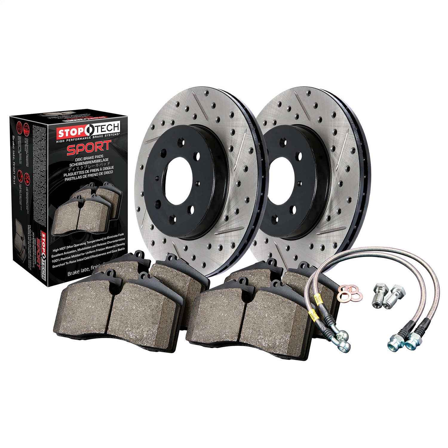 StopTech 978.40019R Sport Disc Brake Kit w/Cross-Drilled And Slotted Rotors