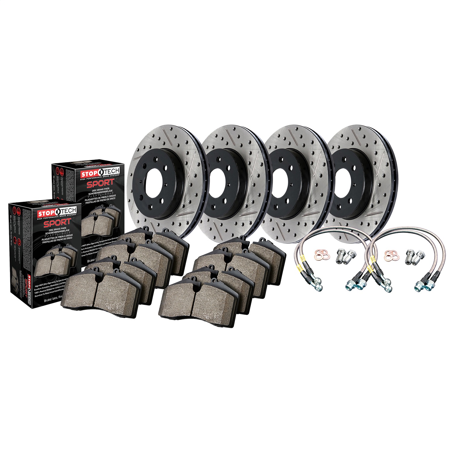 StopTech 978.46001 Sport Disc Brake Kit w/Cross-Drilled And Slotted Rotors