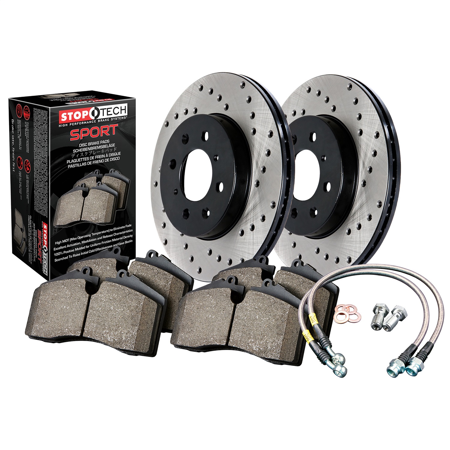 StopTech 979.33019R Sport Disc Brake Kit w/Cross-Drilled Rotors Fits 08-15 S4 S5