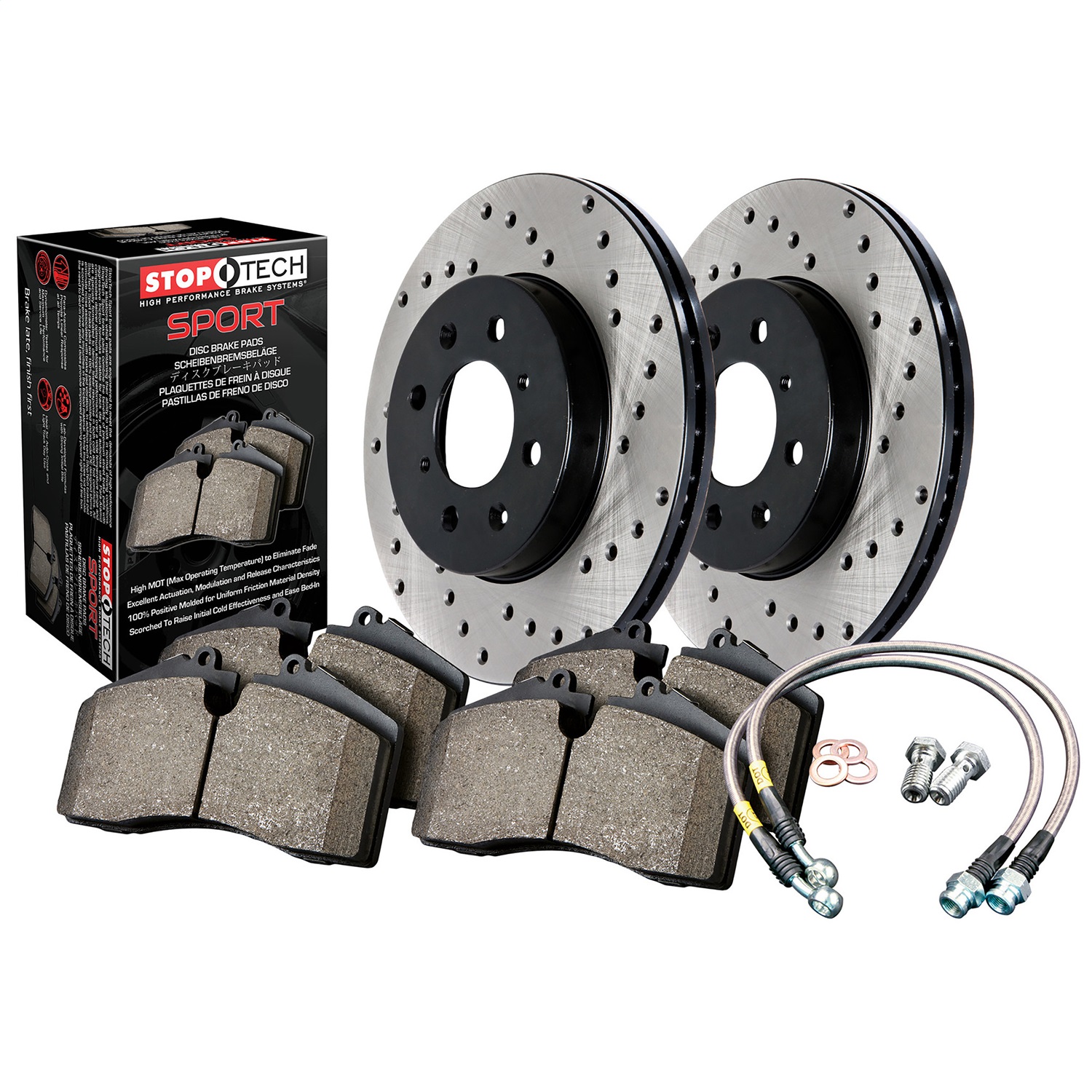 StopTech 979.39002F Sport Disc Brake Kit w/Cross-Drilled Rotor Fits 13-18 Focus