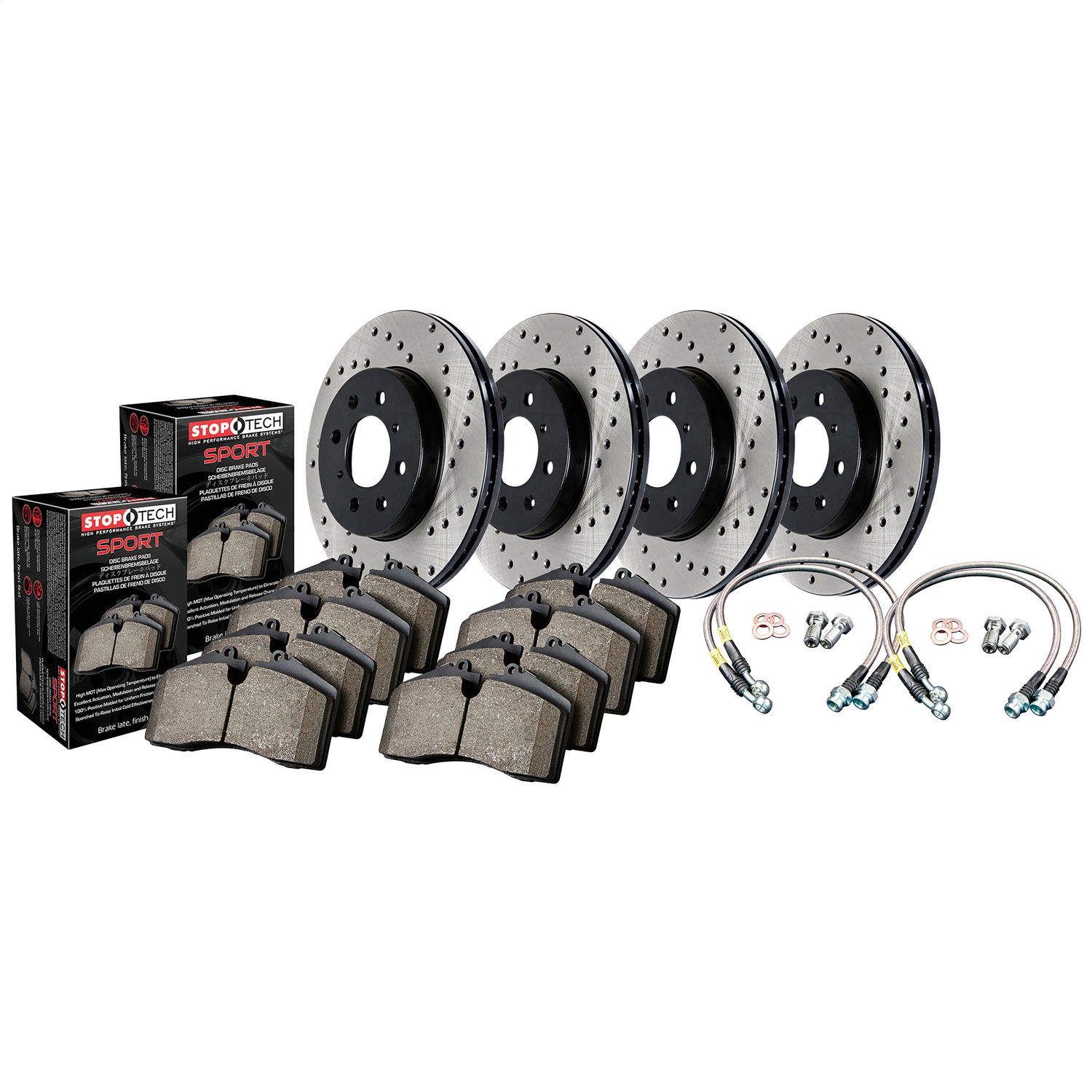 StopTech 979.47007 Sport Disc Brake Kit w/Cross-Drilled Rotor Fits 08 Impreza