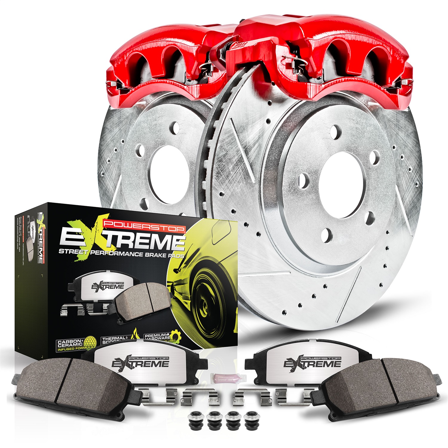Power Stop - KC044-26 - Rear - Disc Brake Pad/Caliper and Rotor Kit