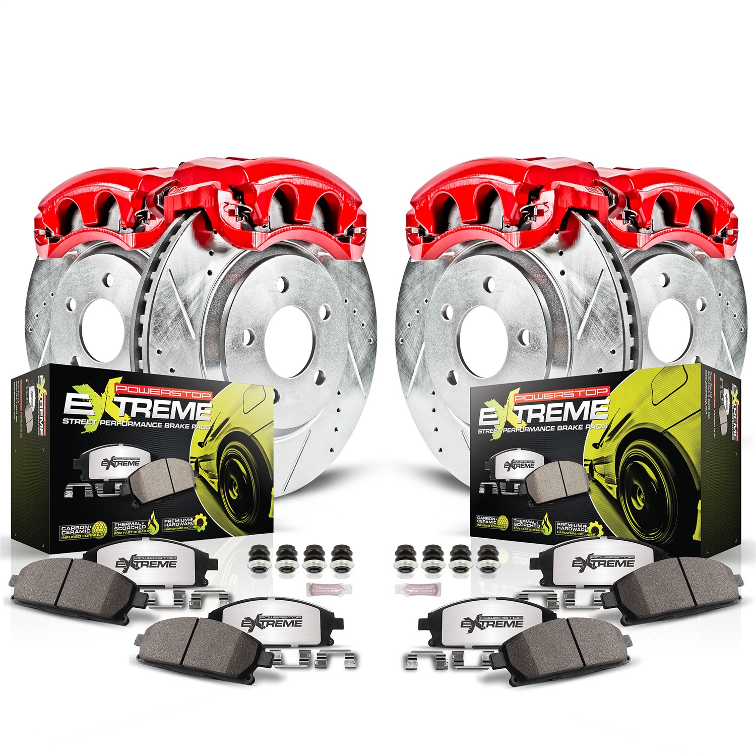 Power Stop - KC1038-26 - Front and Rear - Disc Brake Pad/Caliper and Rotor Kit