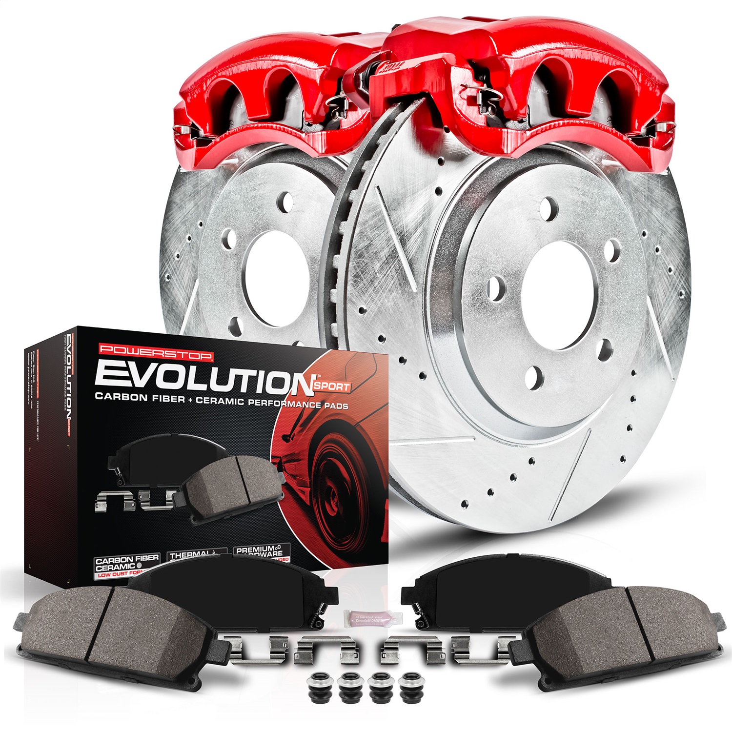 Power Stop - KC044 - Rear - Disc Brake Pad/Caliper and Rotor Kit