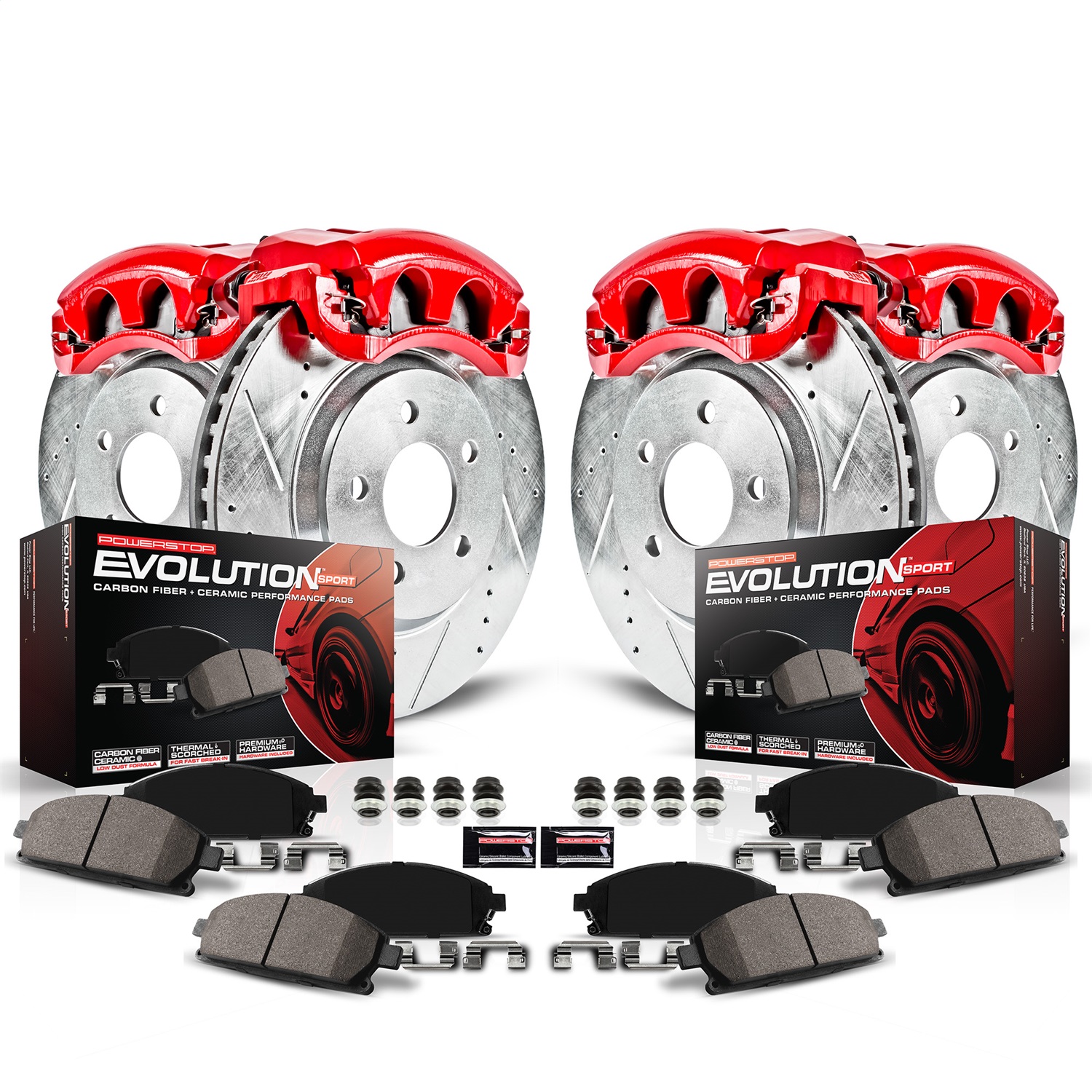 Power Stop - KC1038 - Front and Rear - Disc Brake Pad/Caliper and Rotor Kit