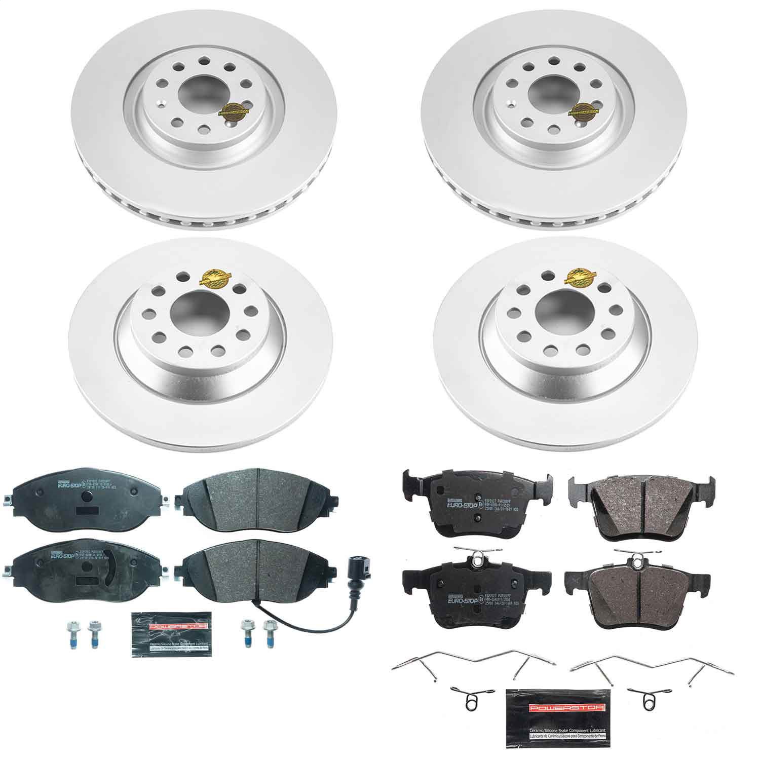 Power Stop - ESK8168 - Front and Rear - Disc Brake Pad and Rotor Kit