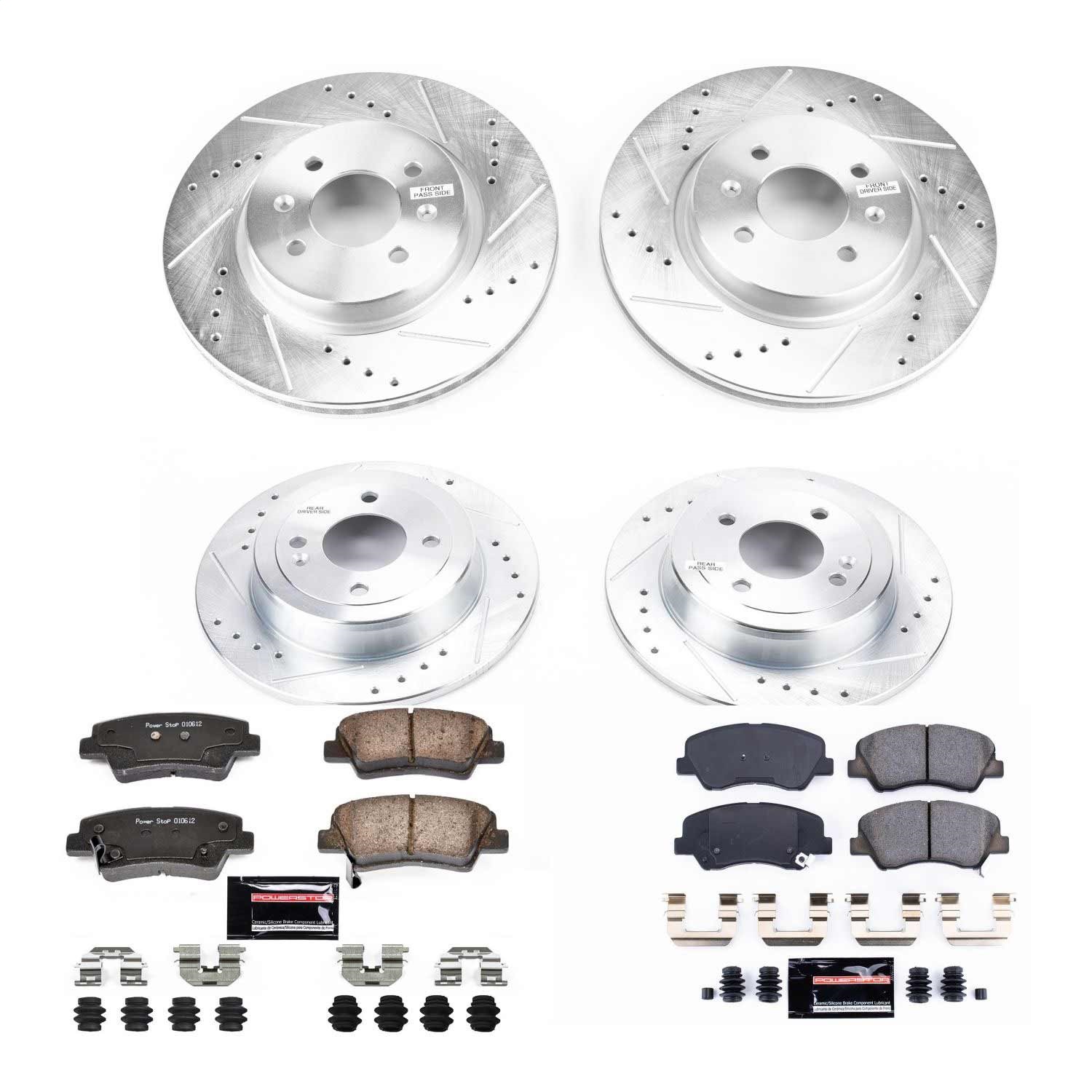 Power Stop - K6500 - Front and Rear - Disc Brake Pad and Rotor Kit