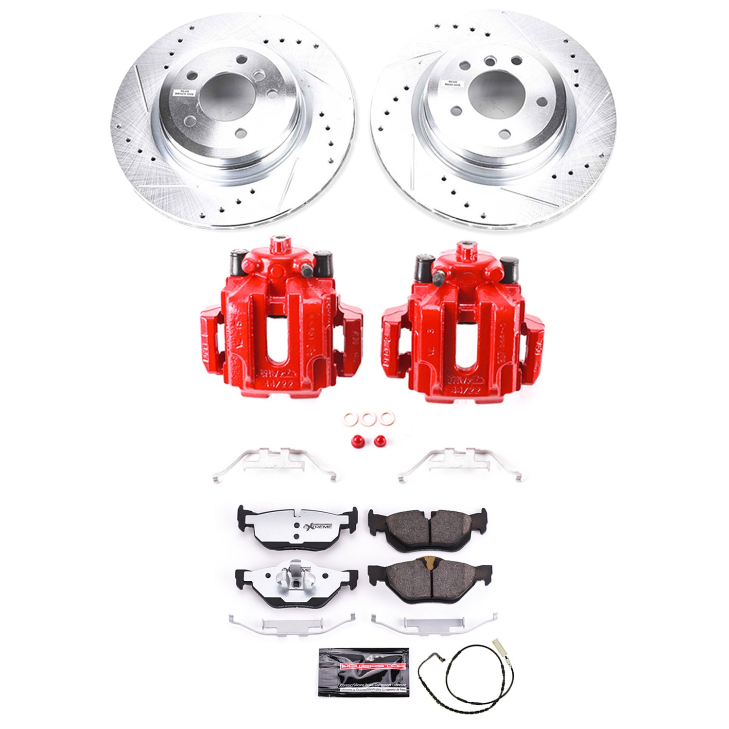 Power Stop - KC044-26 - Rear - Disc Brake Pad/Caliper and Rotor Kit