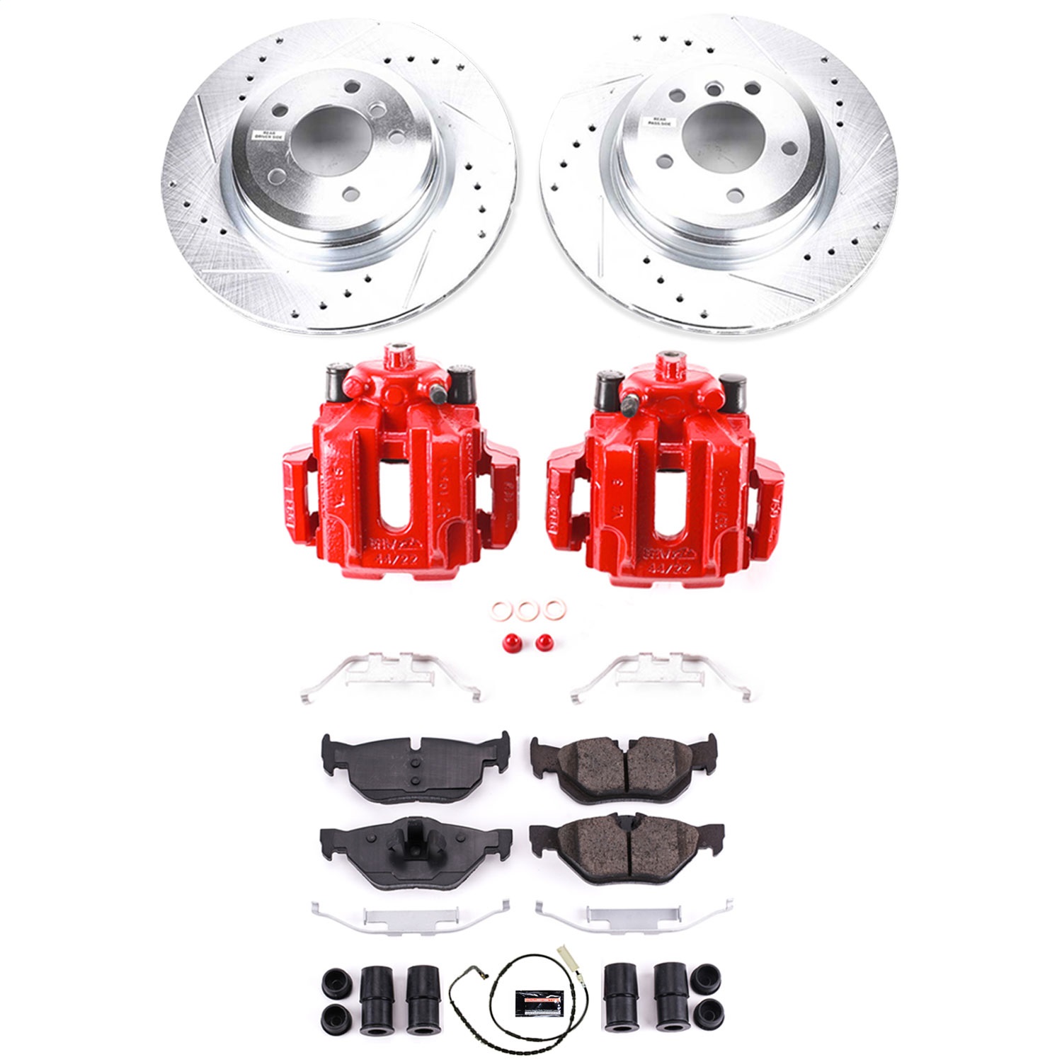 Power Stop - KC044 - Rear - Disc Brake Pad/Caliper and Rotor Kit