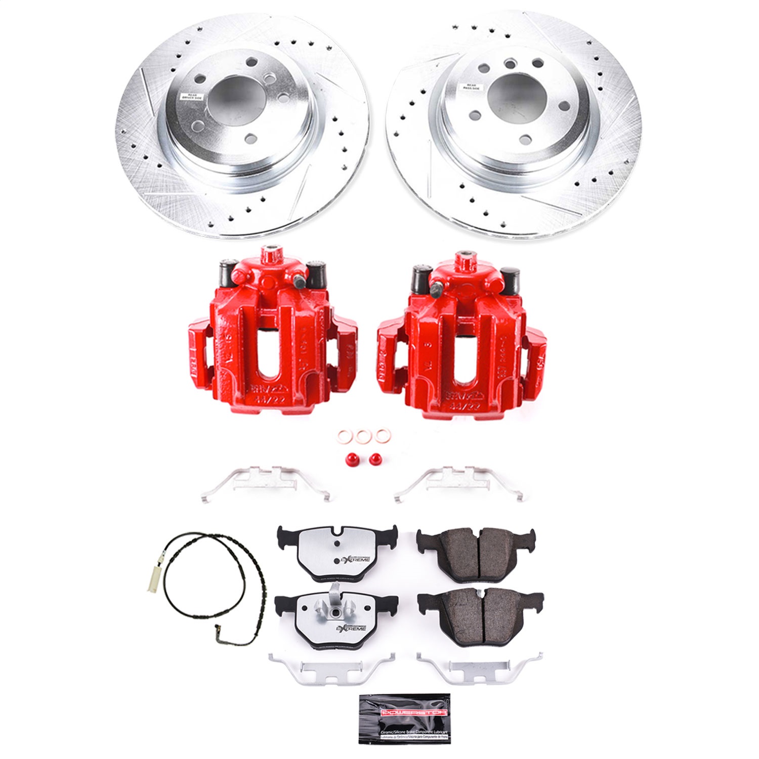 Power Stop - KC045-26 - Rear - Disc Brake Pad/Caliper and Rotor Kit