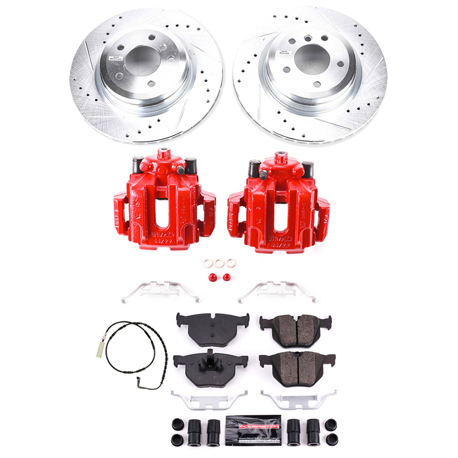Power Stop - KC045 - Rear - Disc Brake Pad/Caliper and Rotor Kit
