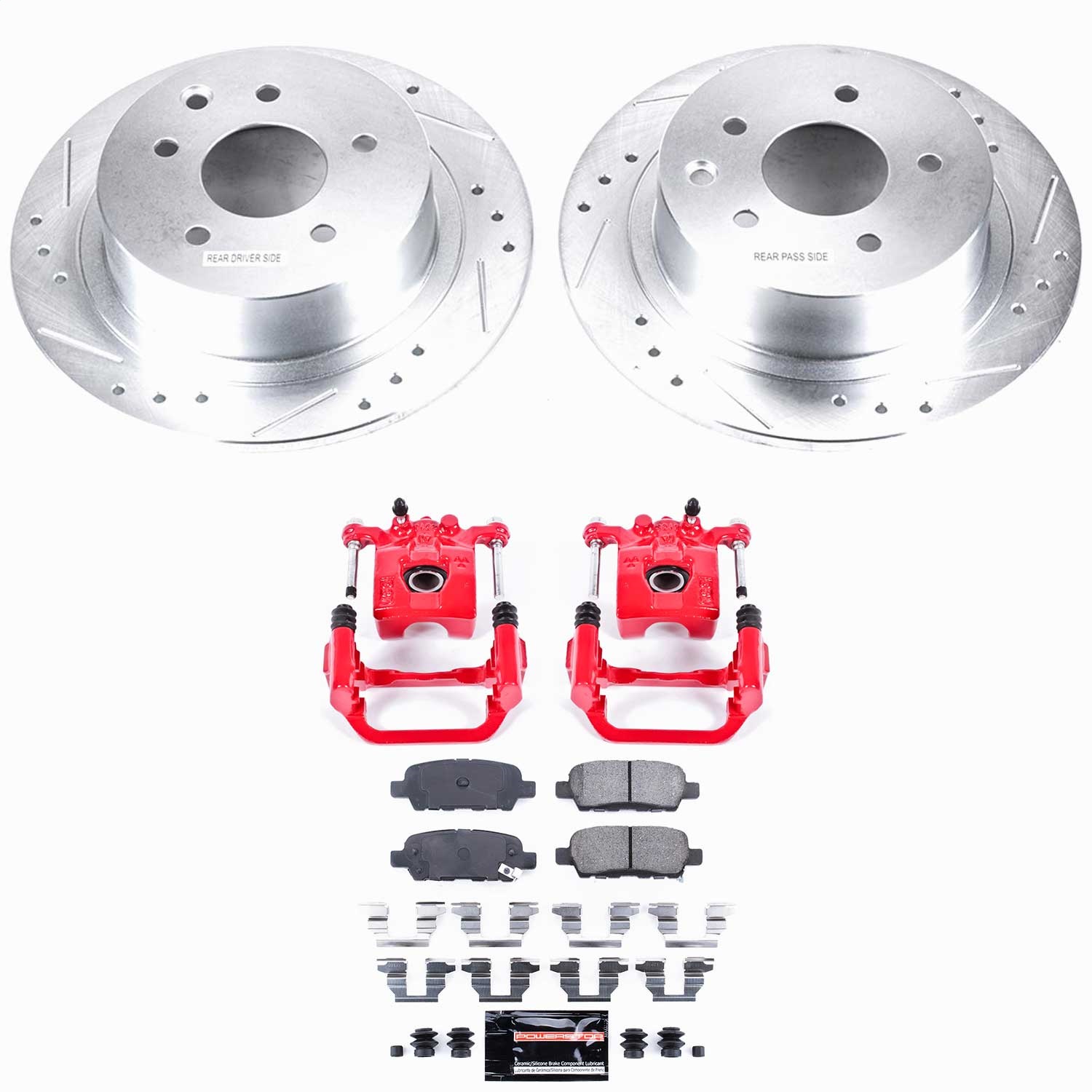 Power Stop - KC098 - Rear - Disc Brake Pad/Caliper and Rotor Kit
