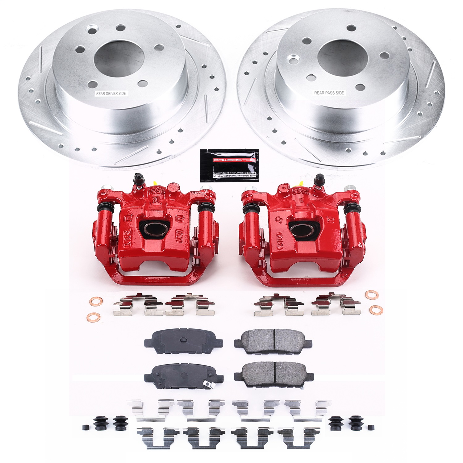 Power Stop - KC098B - Rear - Disc Brake Pad/Caliper and Rotor Kit