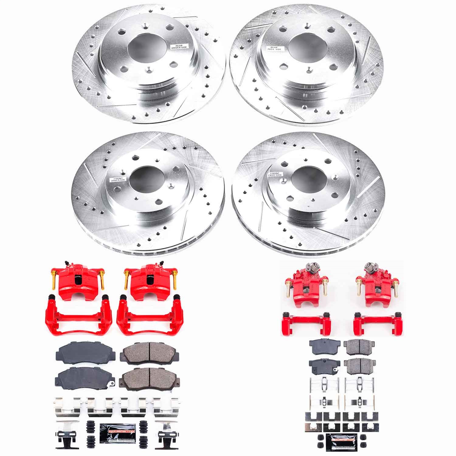 Power Stop - KC1038 - Front and Rear - Disc Brake Pad/Caliper and Rotor Kit