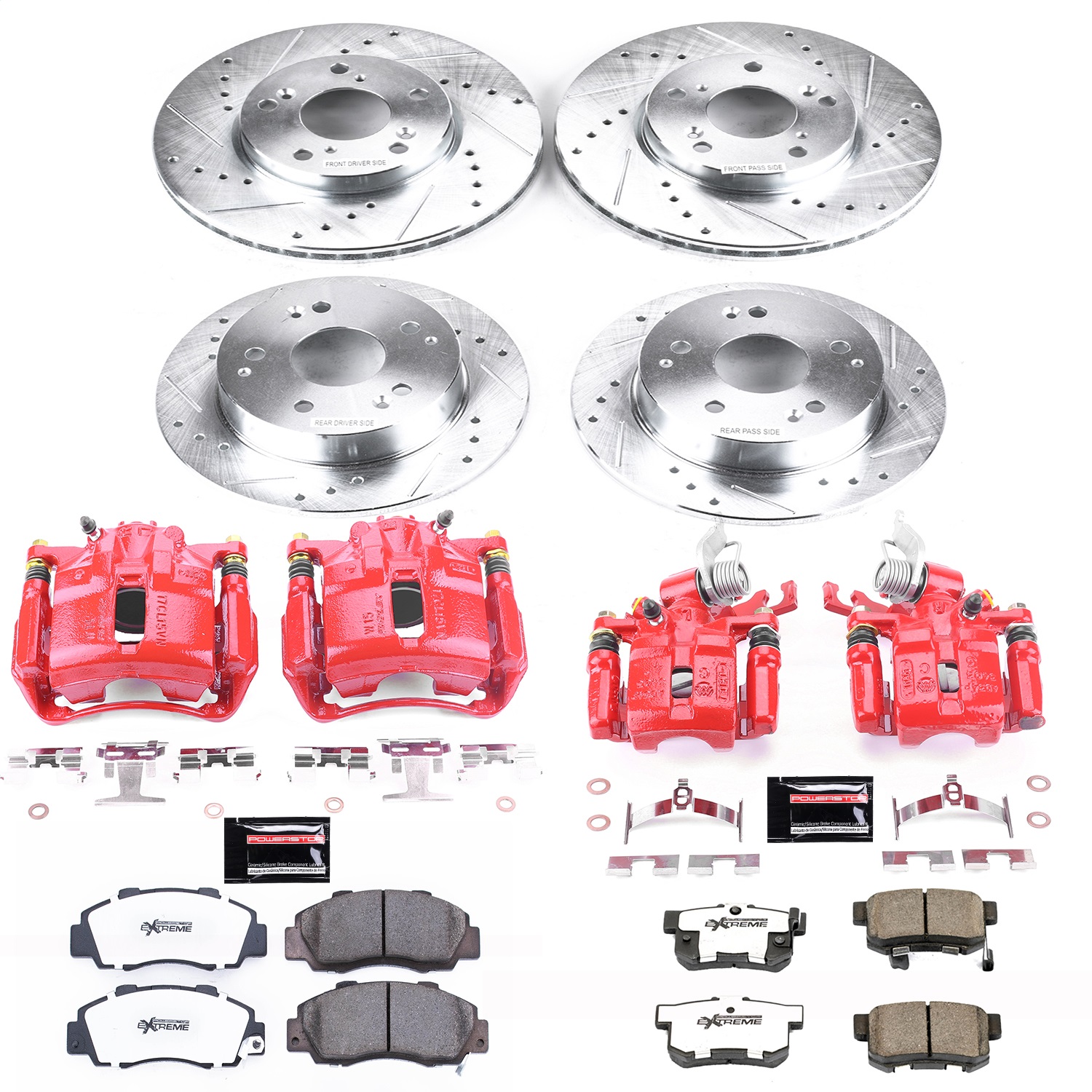 Power Stop - KC1042-26 - Front and Rear - Disc Brake Pad/Caliper and Rotor Kit