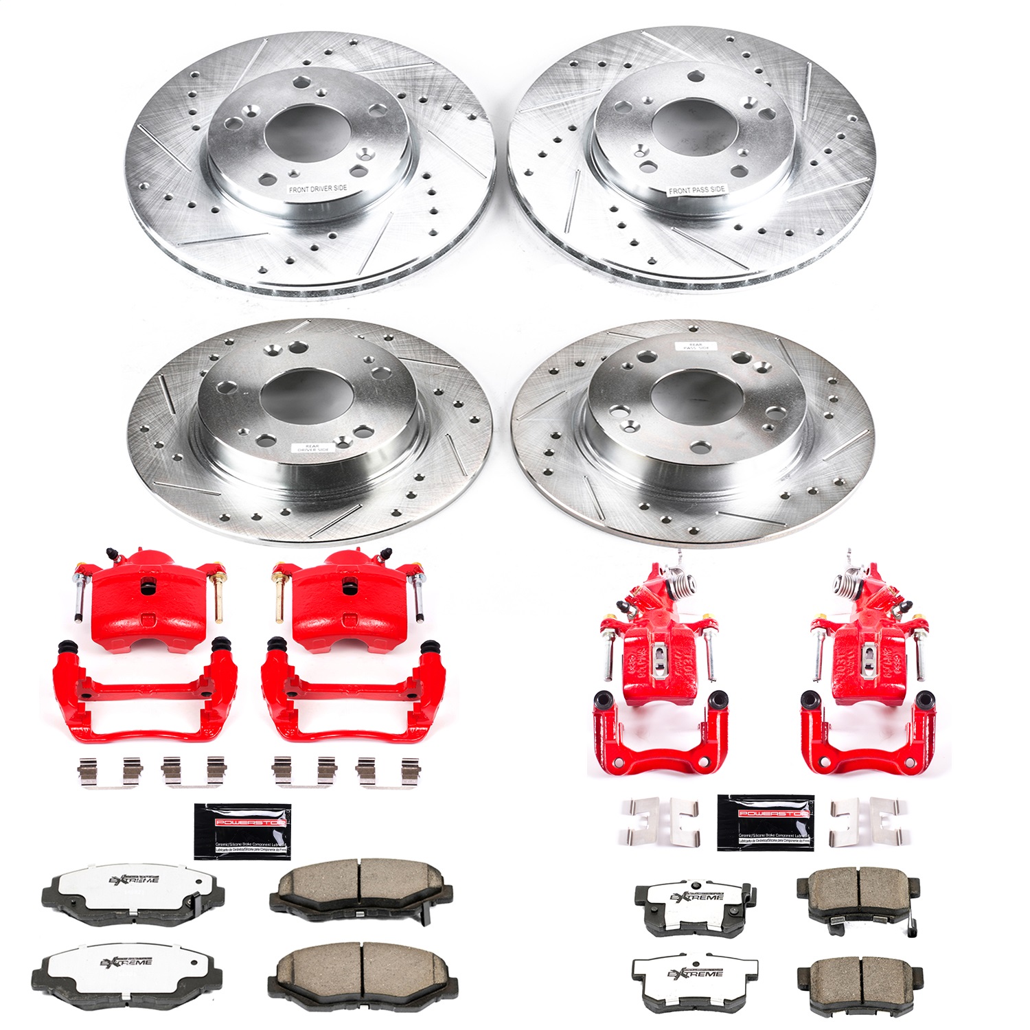Power Stop - KC1047-26 - Front and Rear - Disc Brake Pad/Caliper and Rotor Kit