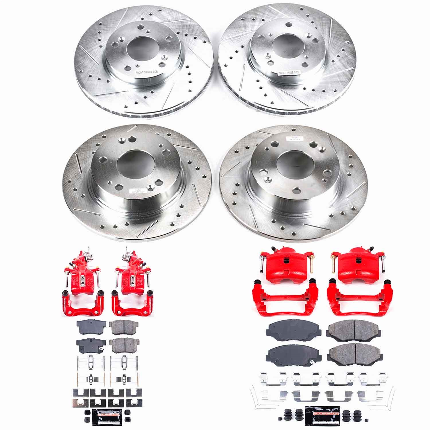 Power Stop - KC1047 - Front and Rear - Disc Brake Pad/Caliper and Rotor Kit