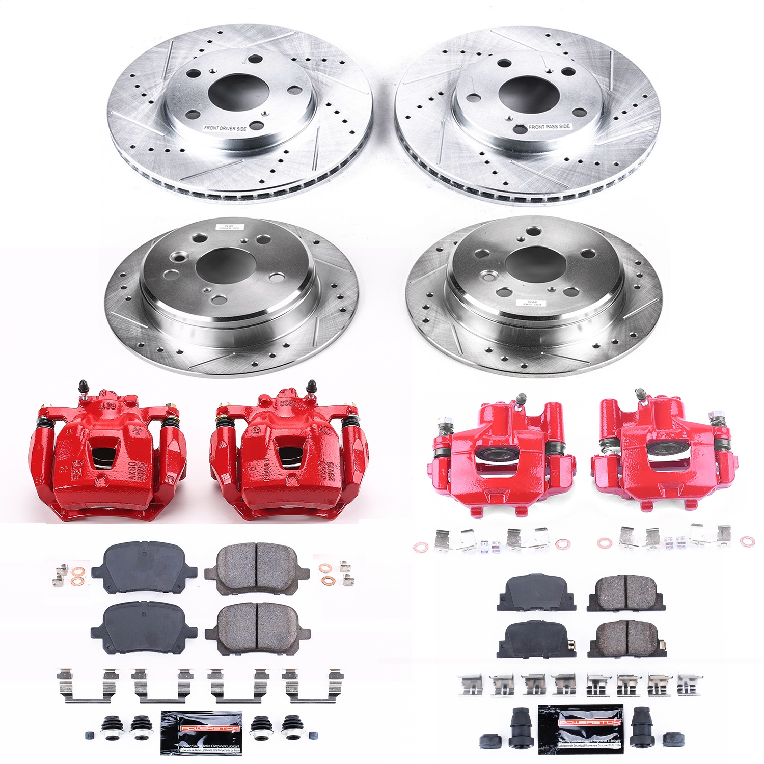 Power Stop - KC1061 - Front and Rear - Disc Brake Pad/Caliper and Rotor Kit
