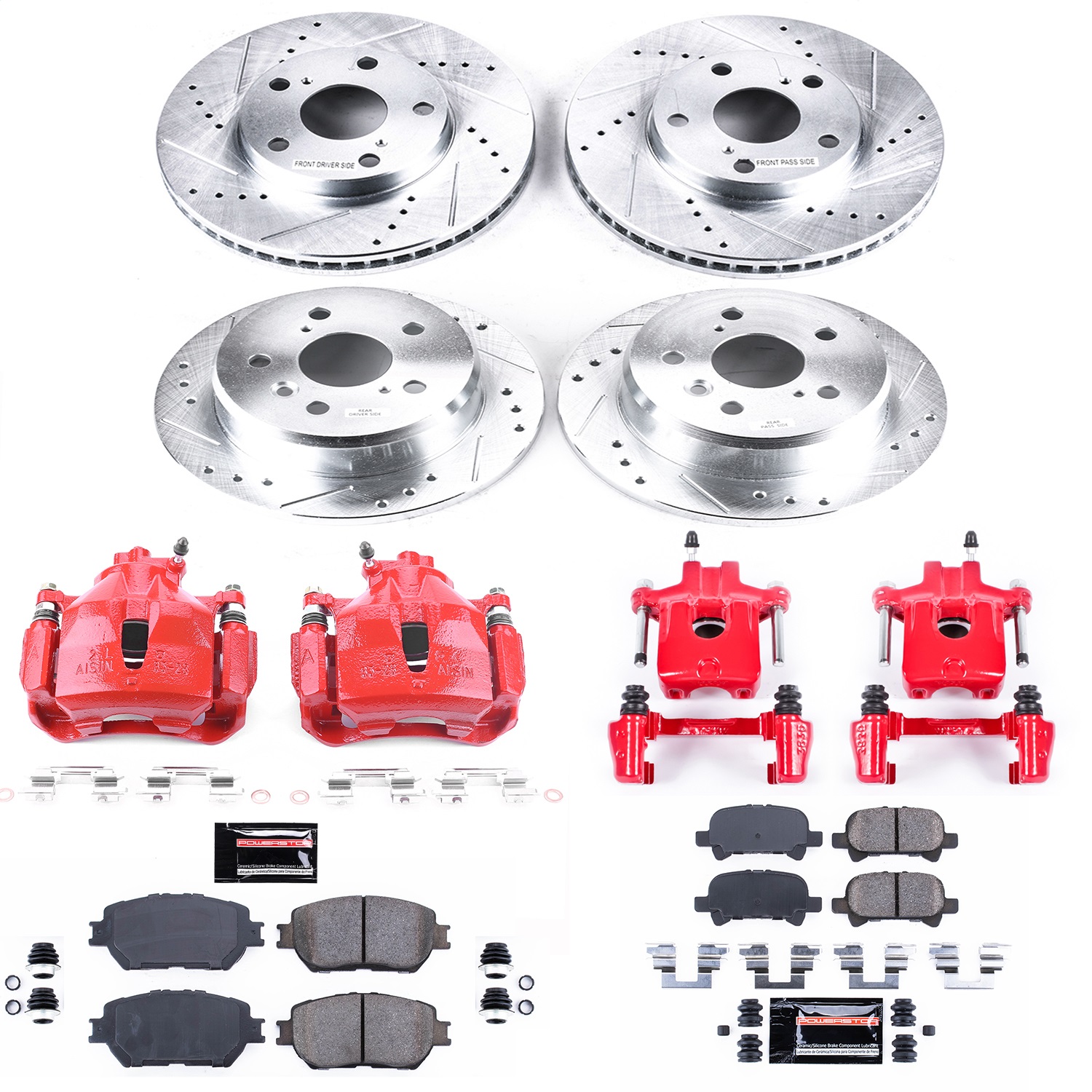 Power Stop - KC1065 - Front and Rear - Disc Brake Pad/Caliper and Rotor Kit