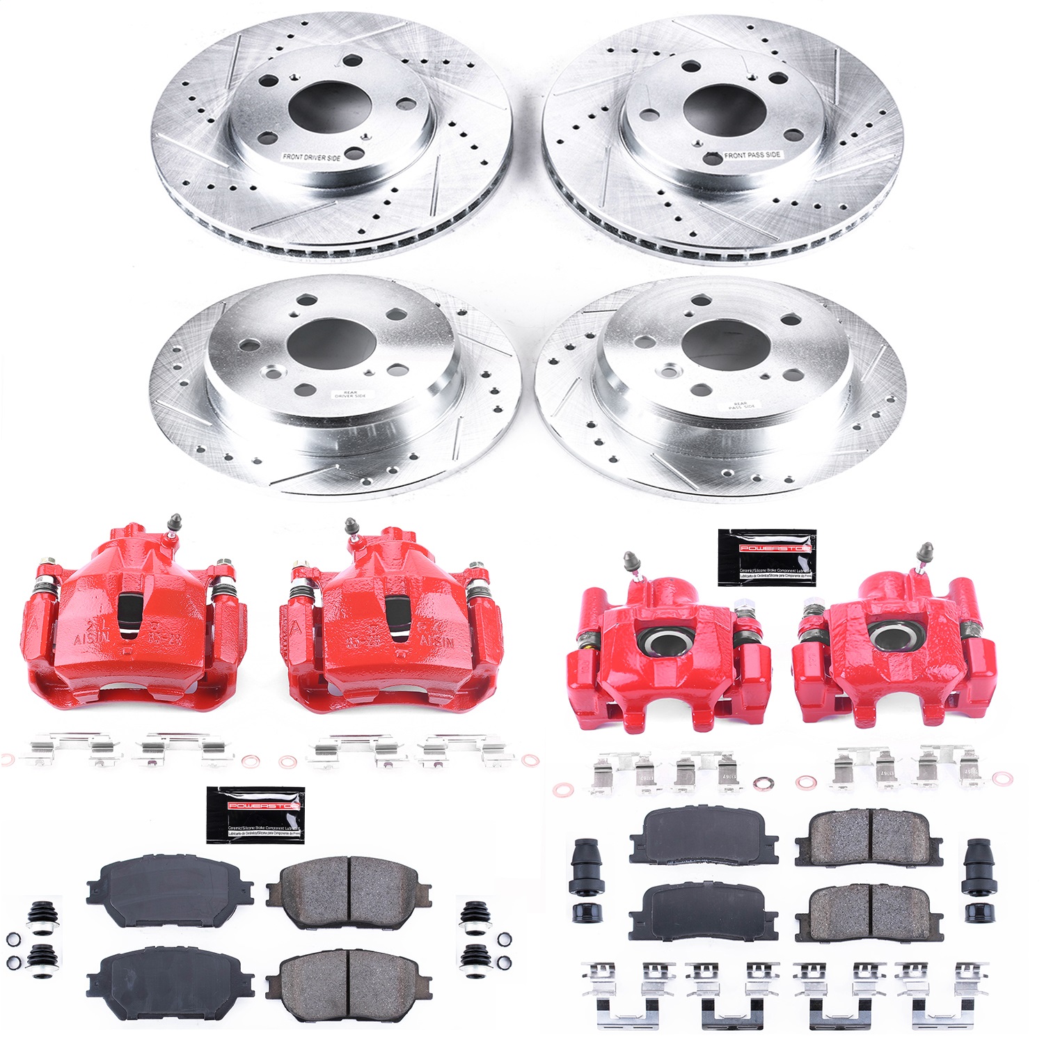 Power Stop - KC1066 - Front and Rear - Disc Brake Pad/Caliper and Rotor Kit