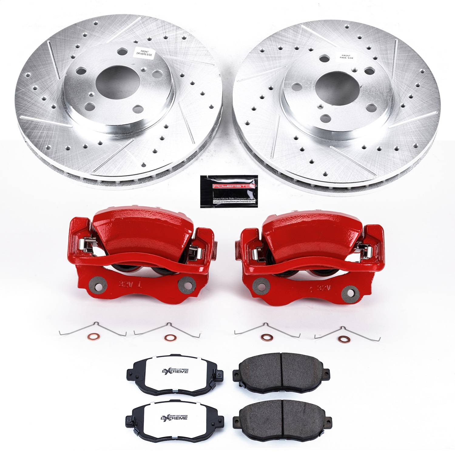 Power Stop - KC1077-26 - Front - Disc Brake Pad/Caliper and Rotor Kit