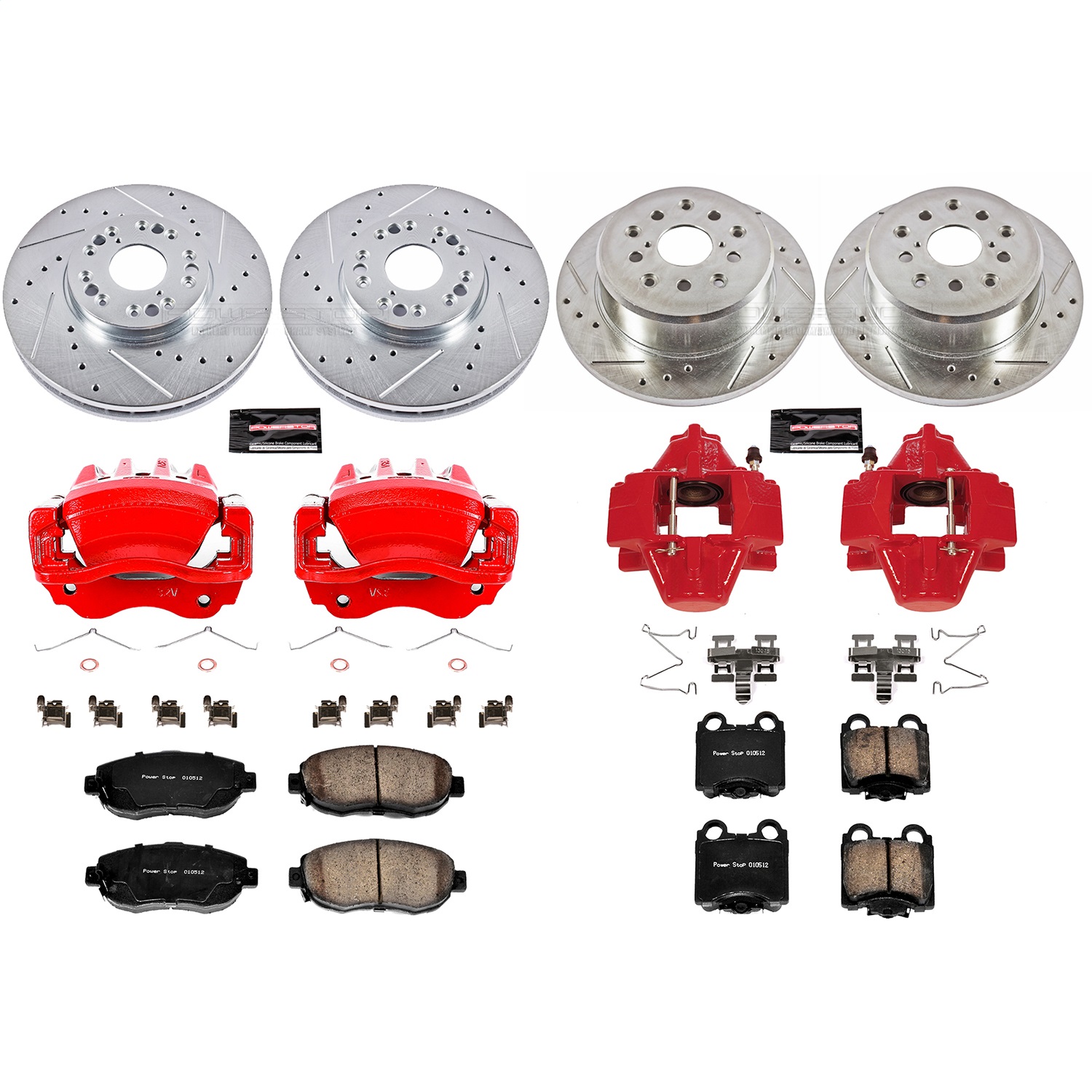 Power Stop - KC1079 - Front and Rear - Disc Brake Pad/Caliper and Rotor Kit