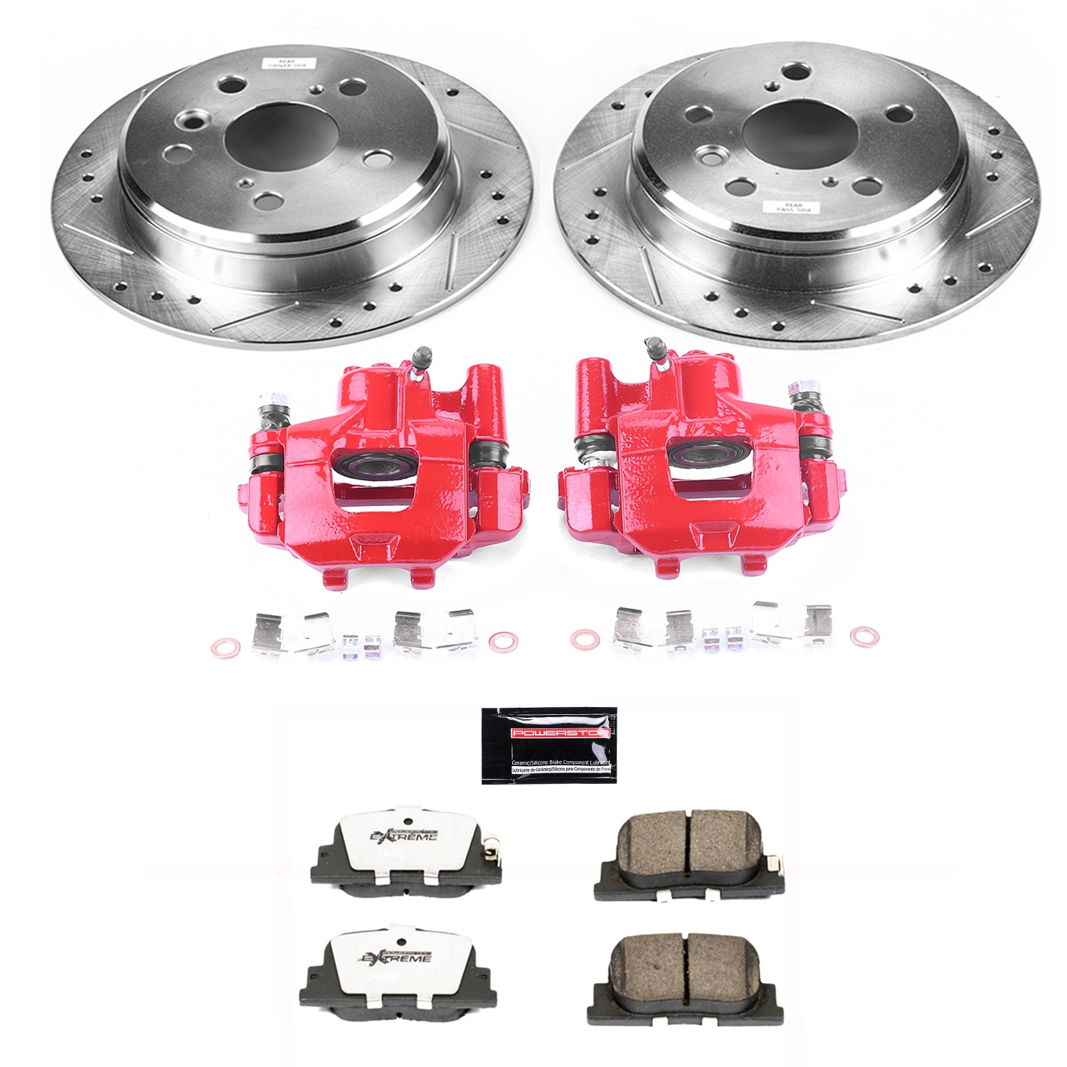 Power Stop - KC1084-26 - Rear - Disc Brake Pad/Caliper and Rotor Kit