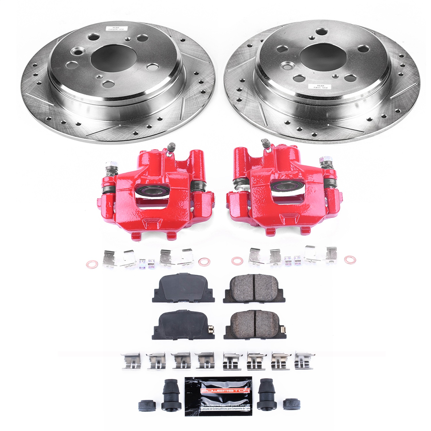 Power Stop - KC1084 - Rear - Disc Brake Pad/Caliper and Rotor Kit