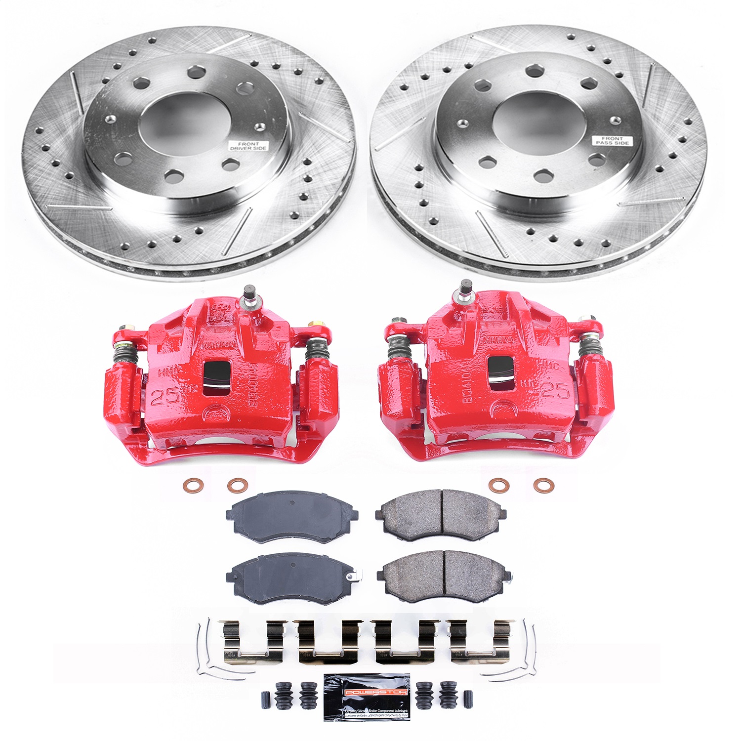 Power Stop - KC1087B - Front - Disc Brake Pad/Caliper and Rotor Kit