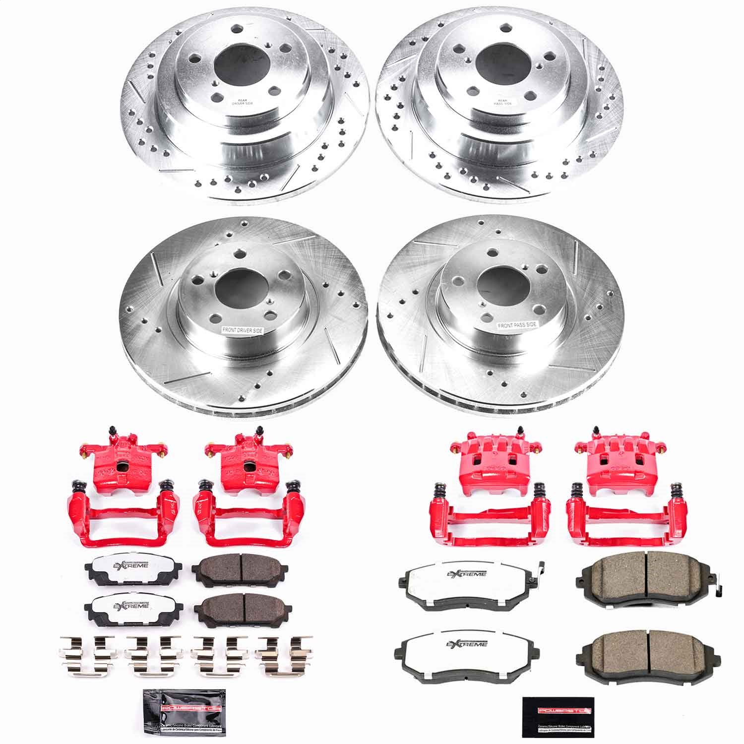 Power Stop - KC1127-26 - Front and Rear - Disc Brake Pad/Caliper and Rotor Kit