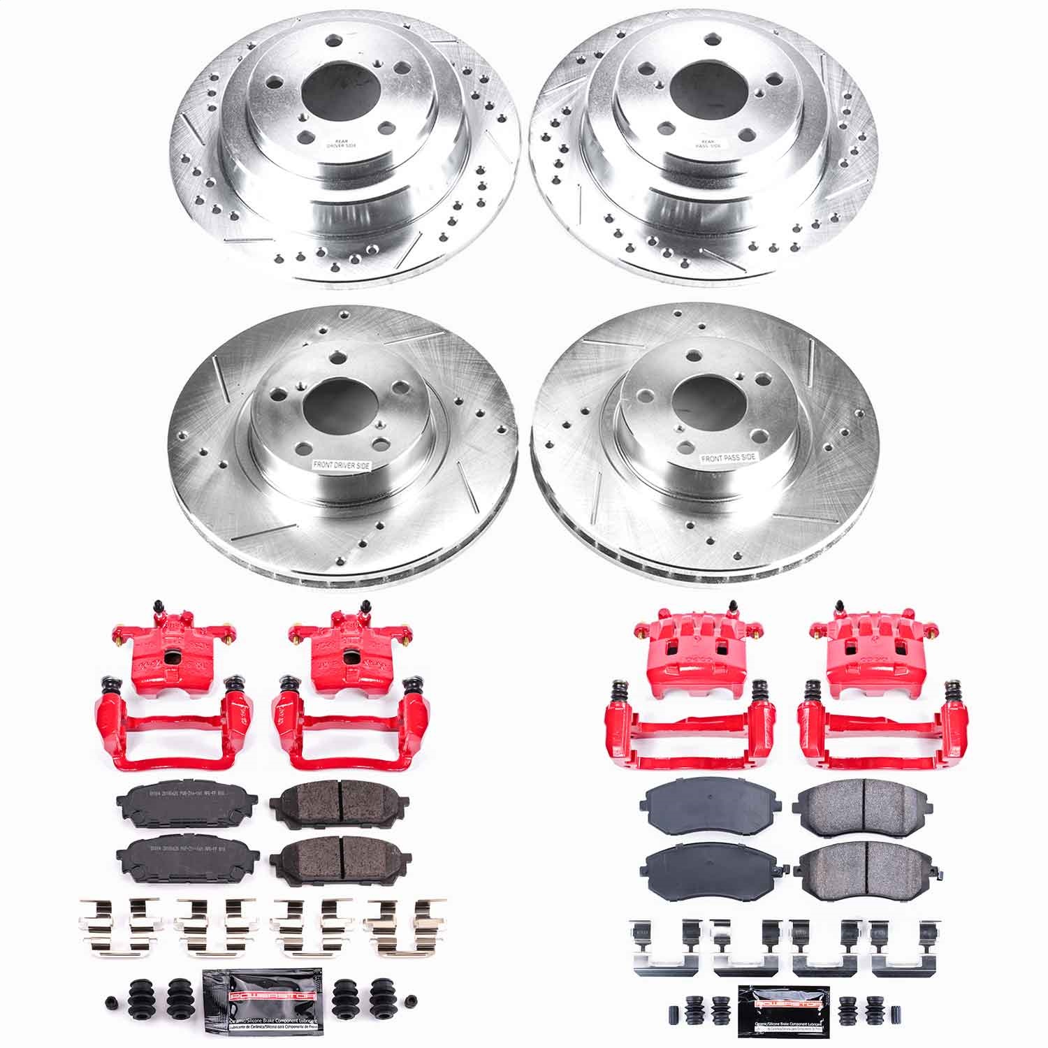 Power Stop - KC1127 - Front and Rear - Disc Brake Pad/Caliper and Rotor Kit