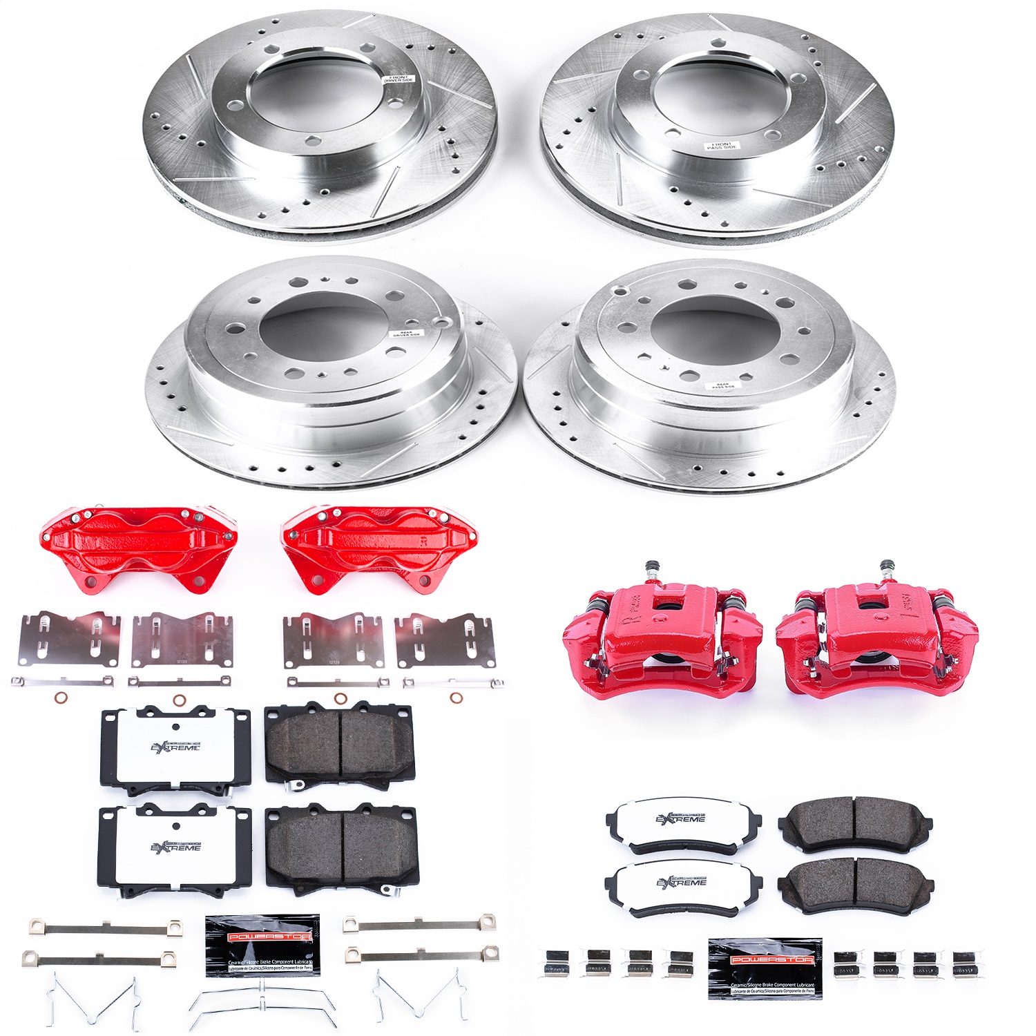 Power Stop - KC1133-36 - Front and Rear - Disc Brake Pad/Caliper and Rotor Kit